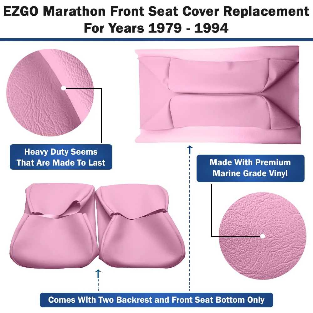 Bar Stool Covers 4 less EZ-GO Marathon Front Seat Cover Set - Pink image 3