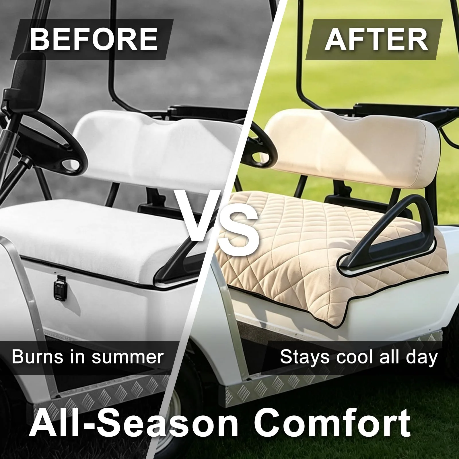 PATIKIL Khaki 2-Seater Golf Cart Seat Cover — pta260612tt000292 image 3
