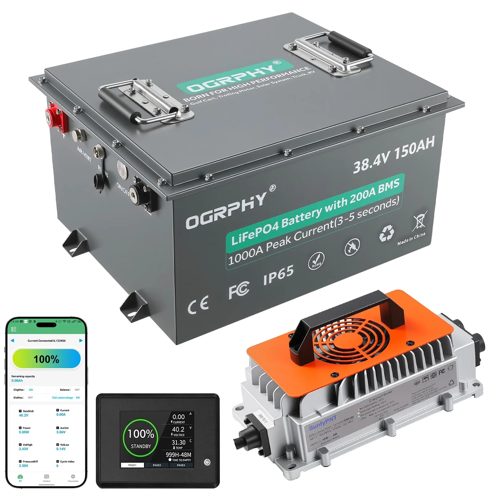 OGRPHY GC36150 36V 150Ah Lithium Golf Cart Battery Kit