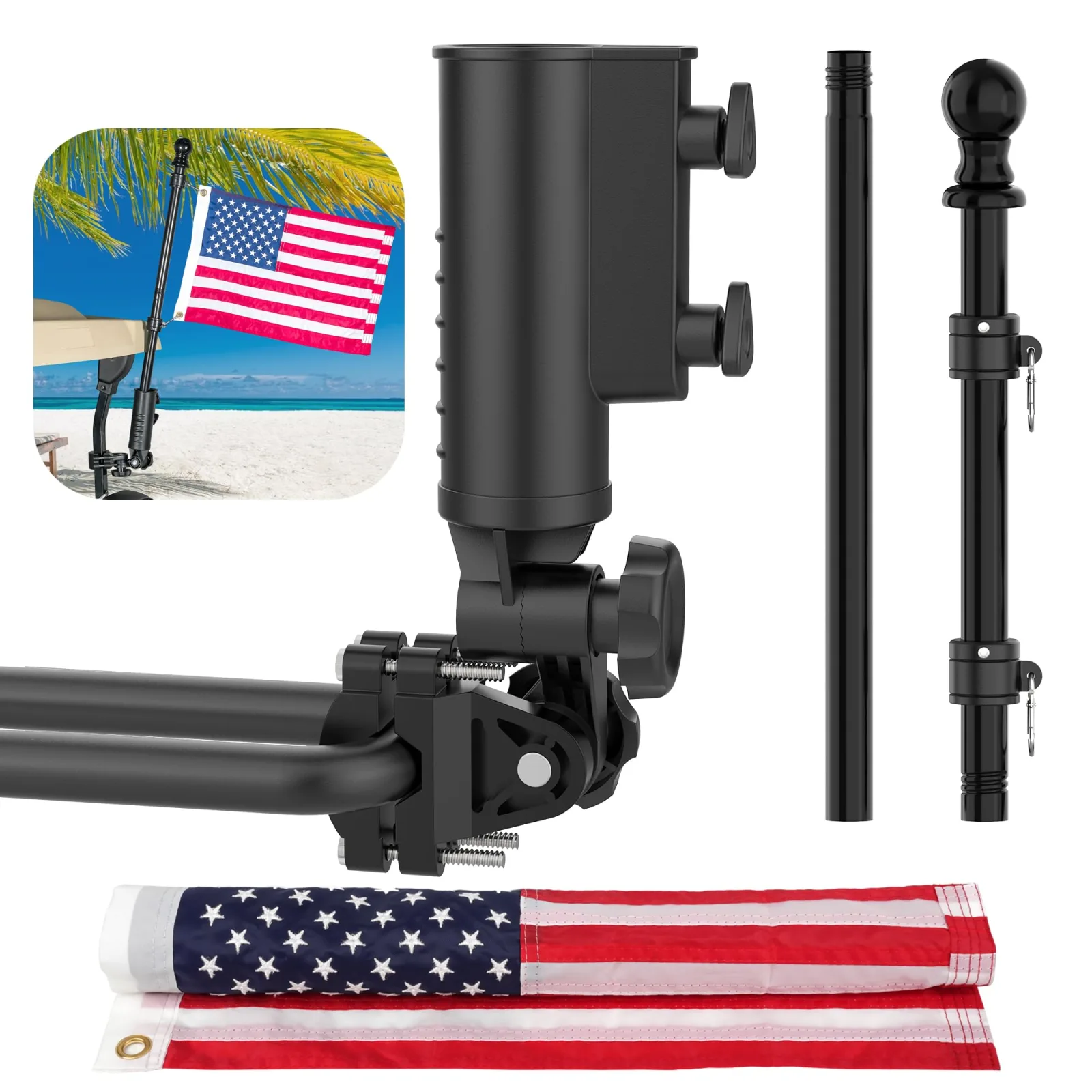 10L0L Golf Cart Flag Mount Holder Kit