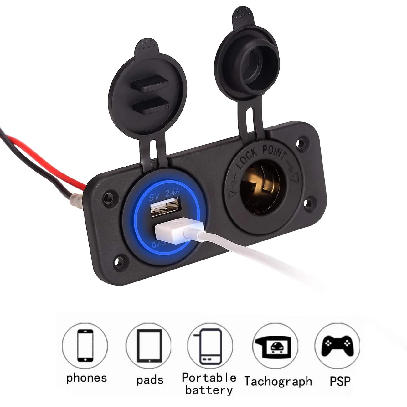 10L0L Golf Cart QC 3.0 USB Charger and Power Socket image 3