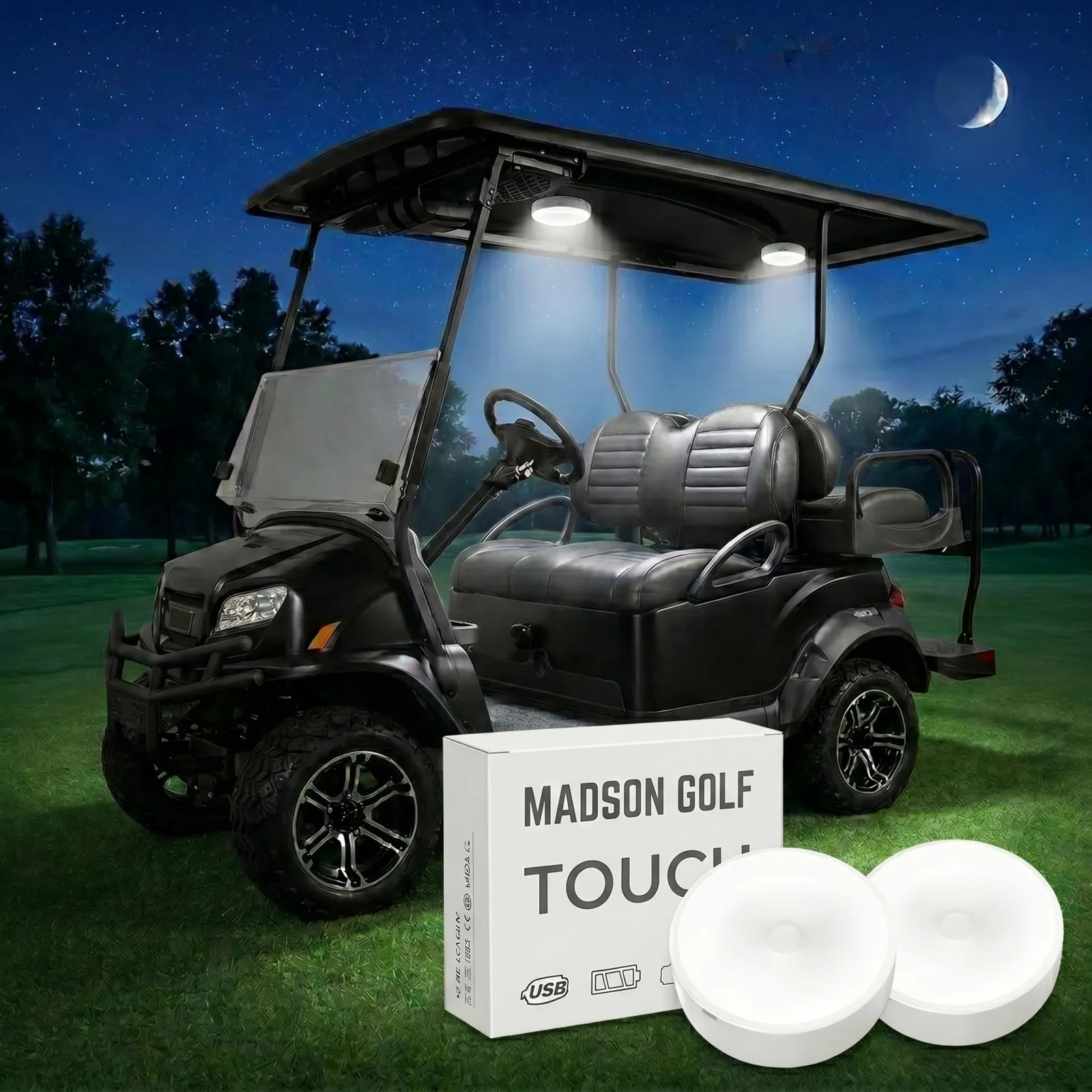 MADSON GOLF Rechargeable Golf Cart LED Puck Lights