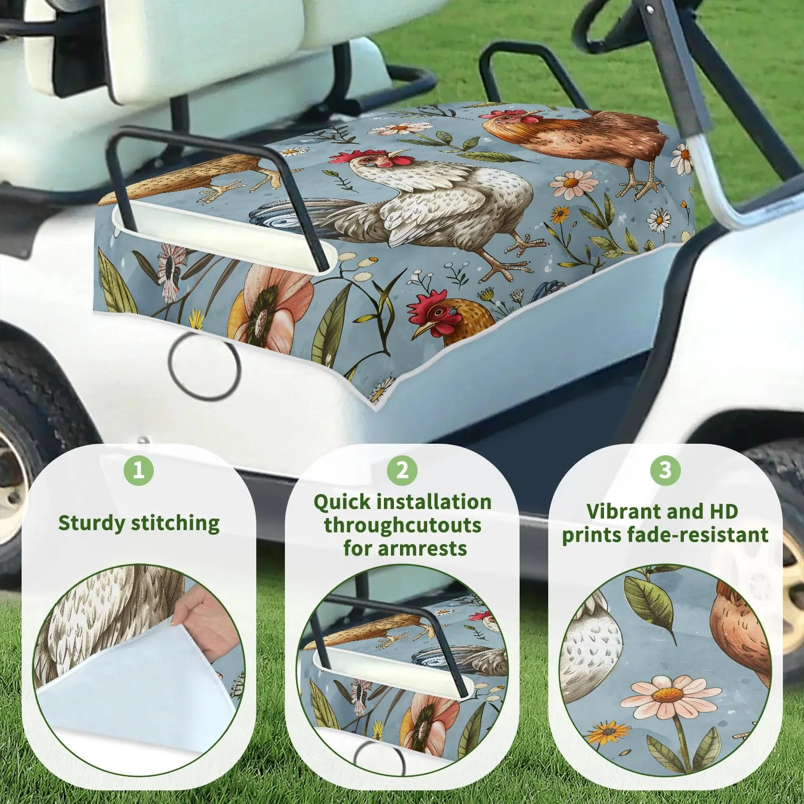 Tiveruda Golf Cart Seat Cover for Double Seats image 3
