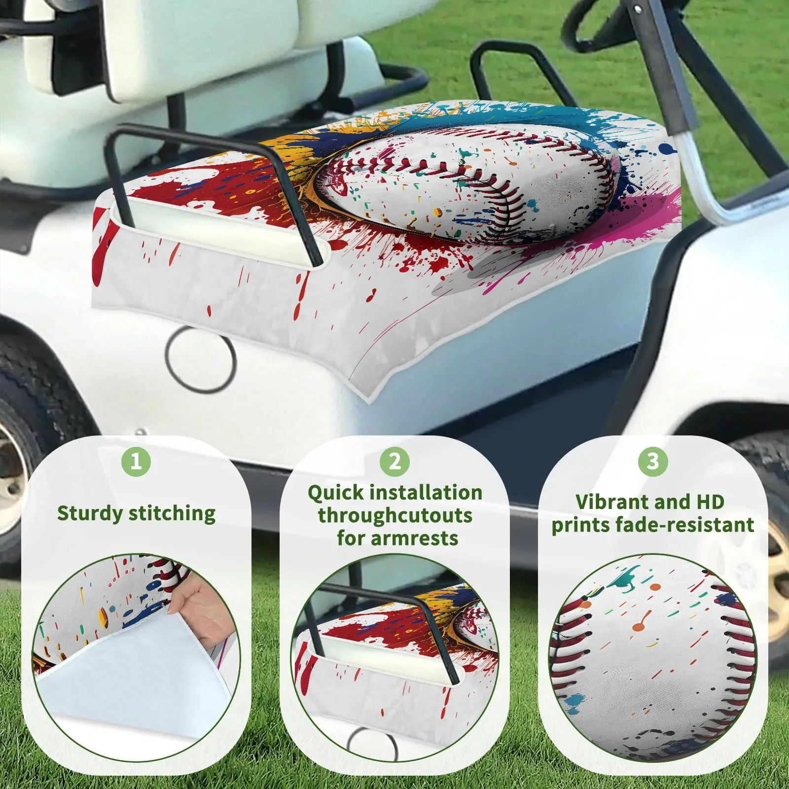 Tiveruda Golf Cart Seat Cover for Double Seats, 51 x 31 in image 3