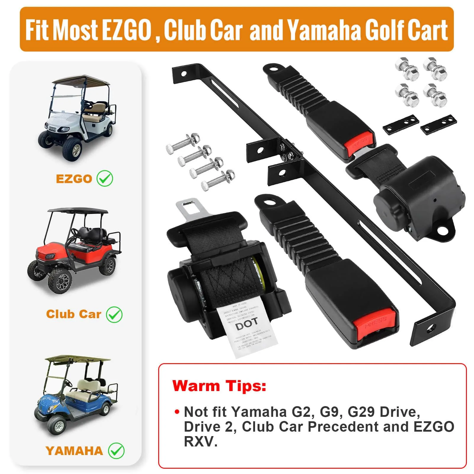 MOSNAI 61-Inch Golf Cart Seat Belt Kit image 2
