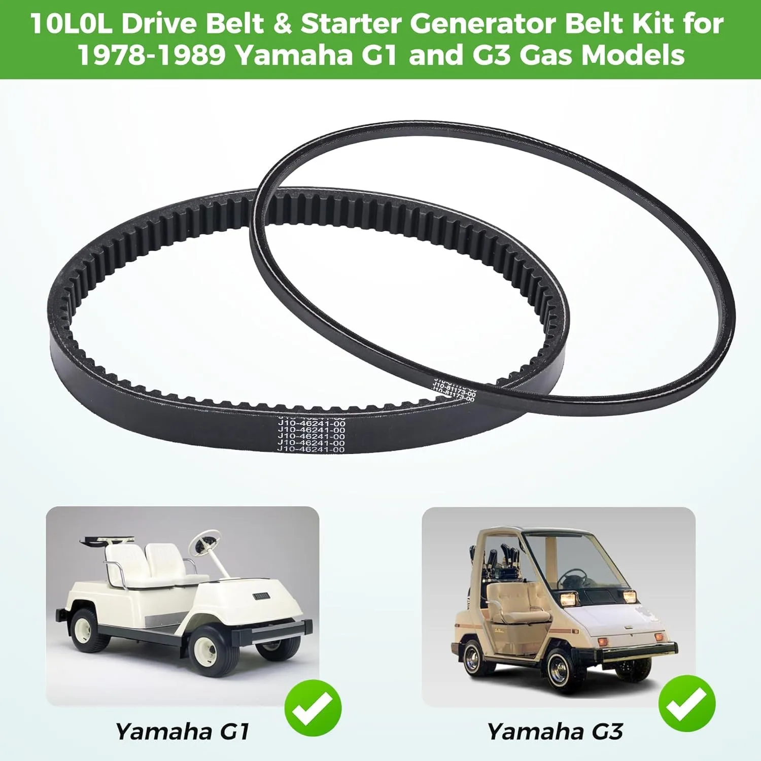 10L0L Belt Kit for Yamaha G1 and G3 Golf Carts image 3
