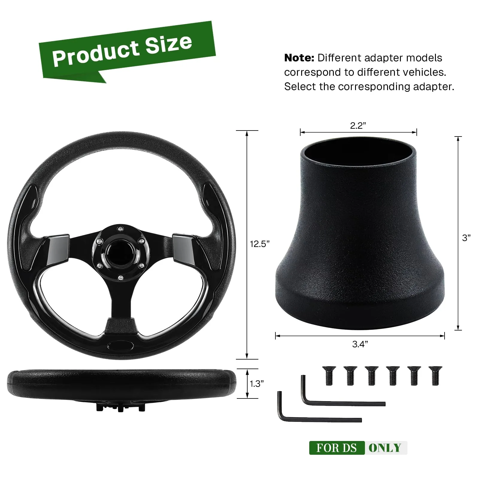 VOONKE Steering Wheel and Adapter for Club Car DS image 2