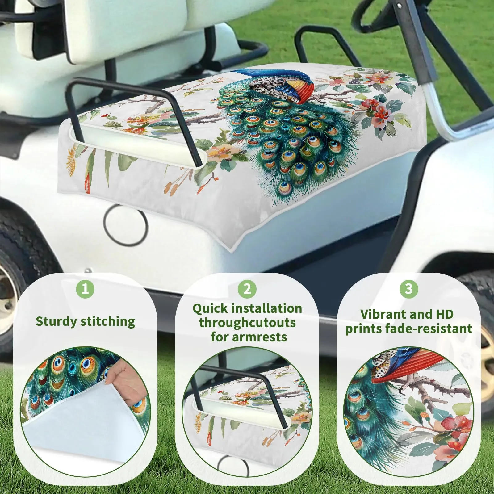Tiveruda Golf Cart Seat Cover for Double Seats image 3