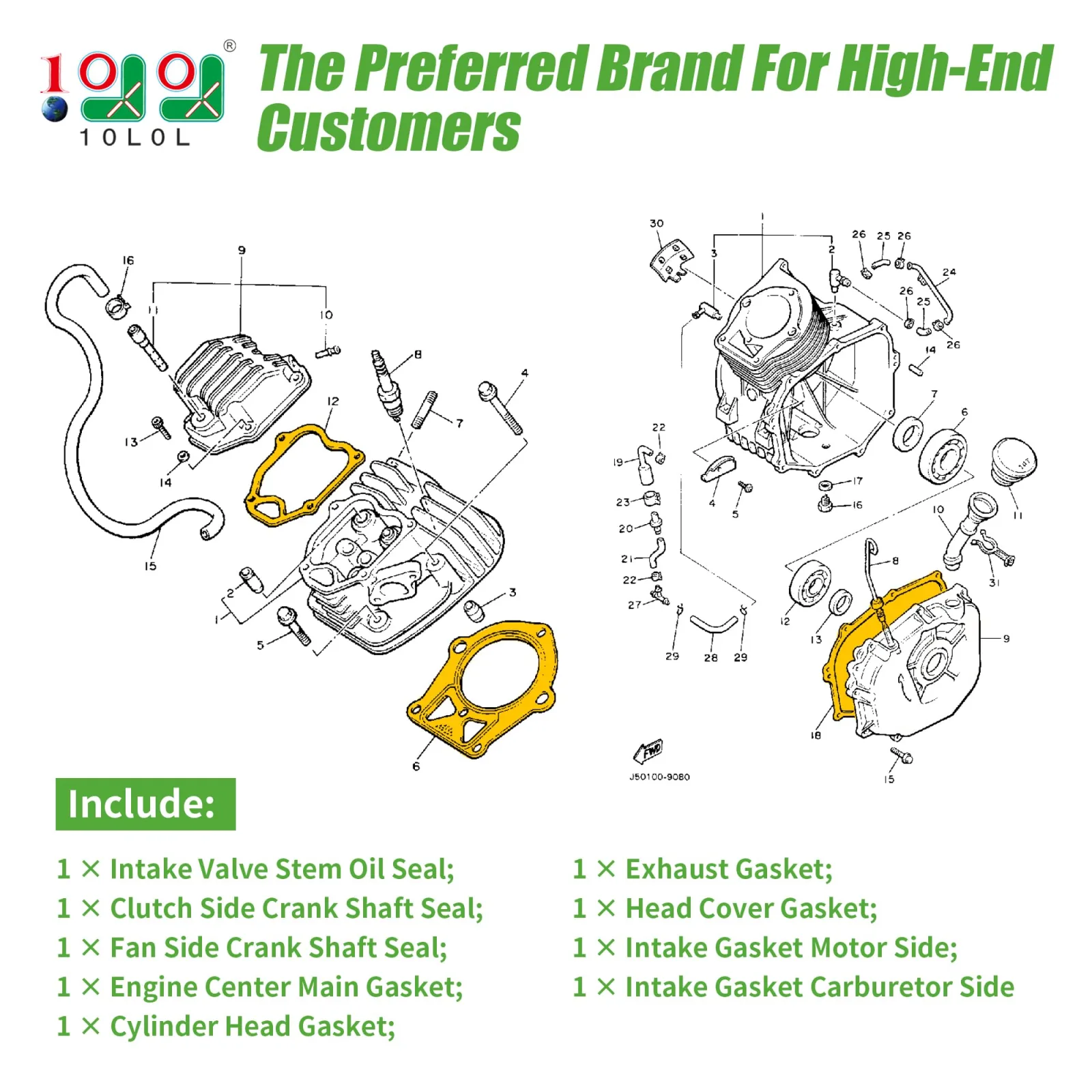 10L0L Engine Gasket Seal Kit for Yamaha G2/G5/G8/G9/G11 — J38-15451-01-00 image 2
