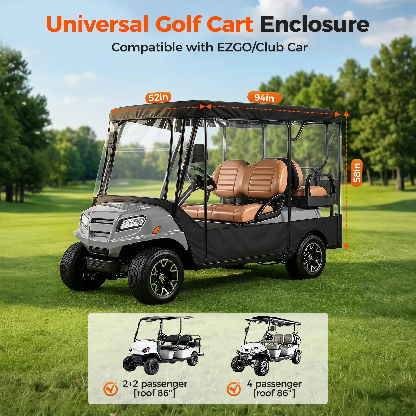 Abliseoum Golf Cart Enclosure AAMAOP00144, 4 Passenger image 2