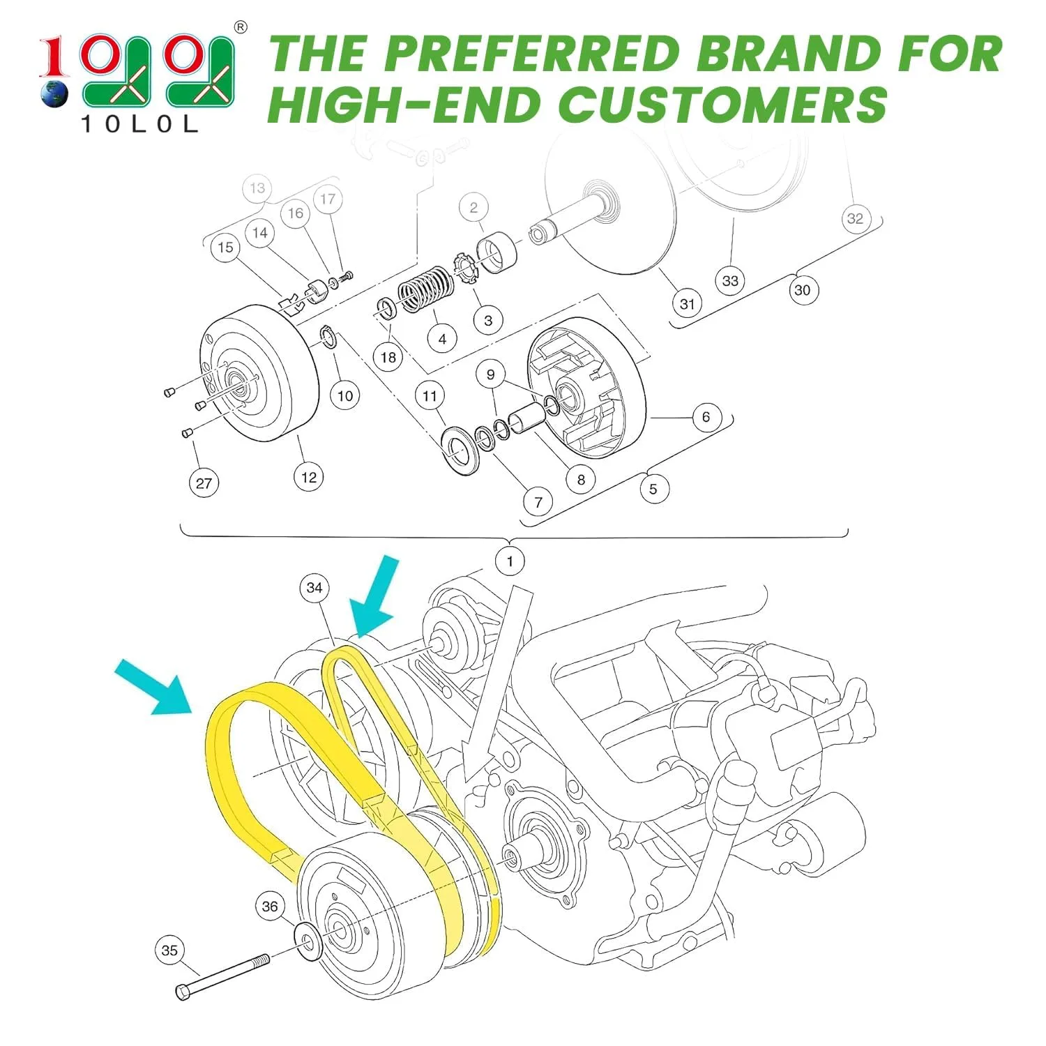 10L0L Drive Belt for Yamaha G29 Drive Gas 2007-2014 image 2