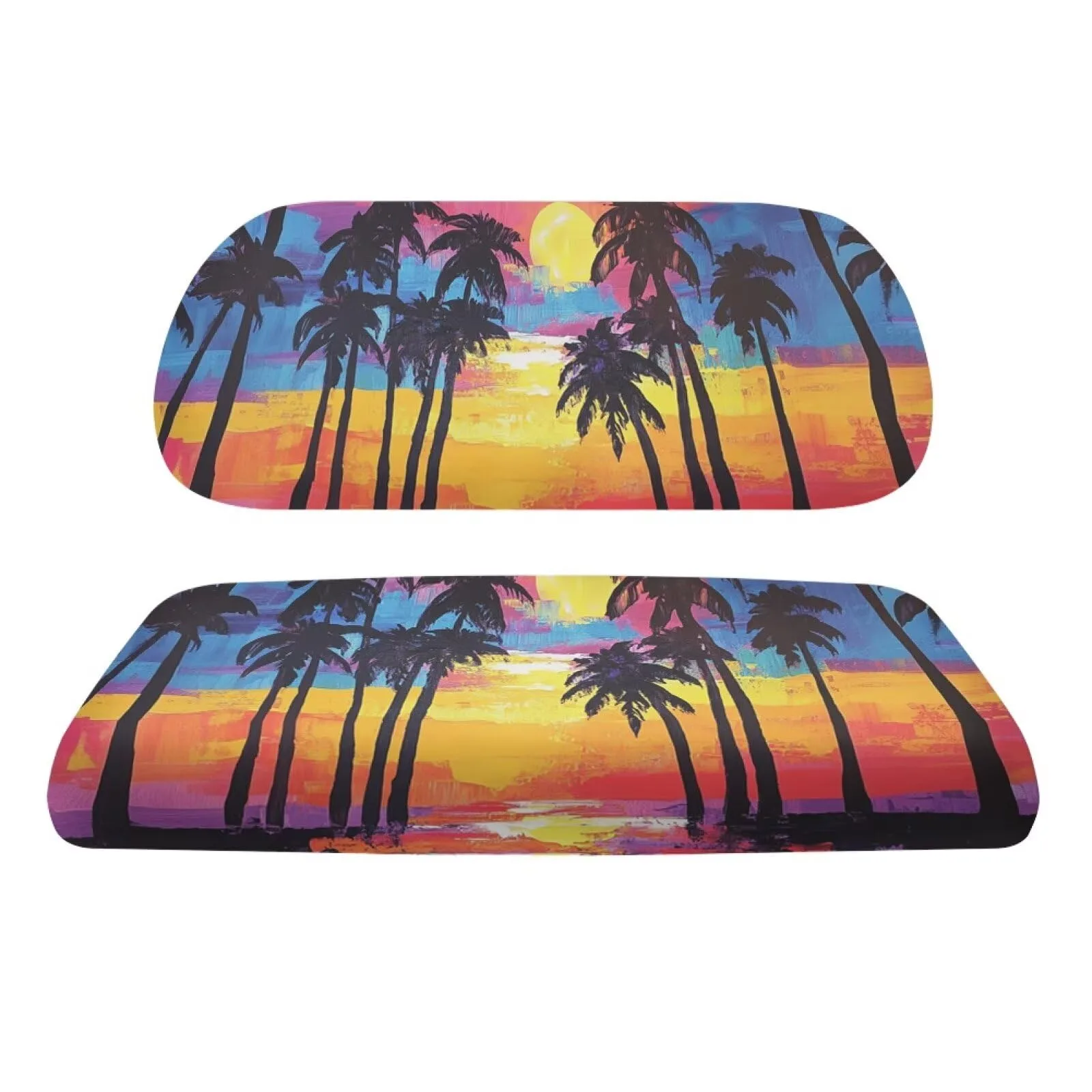 TOADDMOS Golf Cart Seat Covers, Sunset Coconut Tree Pattern
