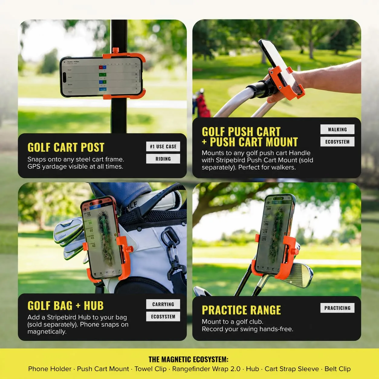 Stripebird PRO Magnetic Golf Cart Phone Holder image 4