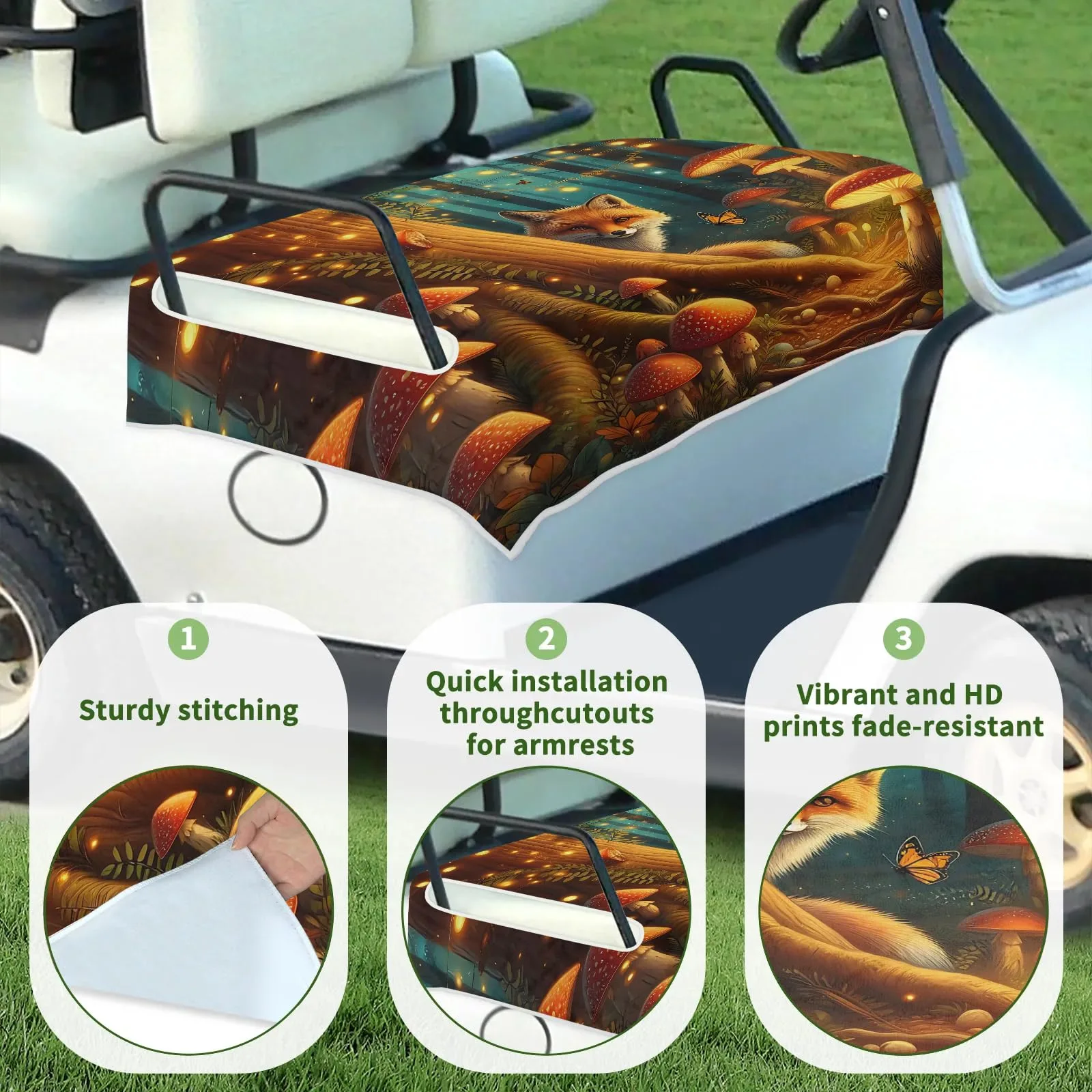 Tiveruda Golf Cart Seat Cover for Double Seats, 51 x 31 in. image 3