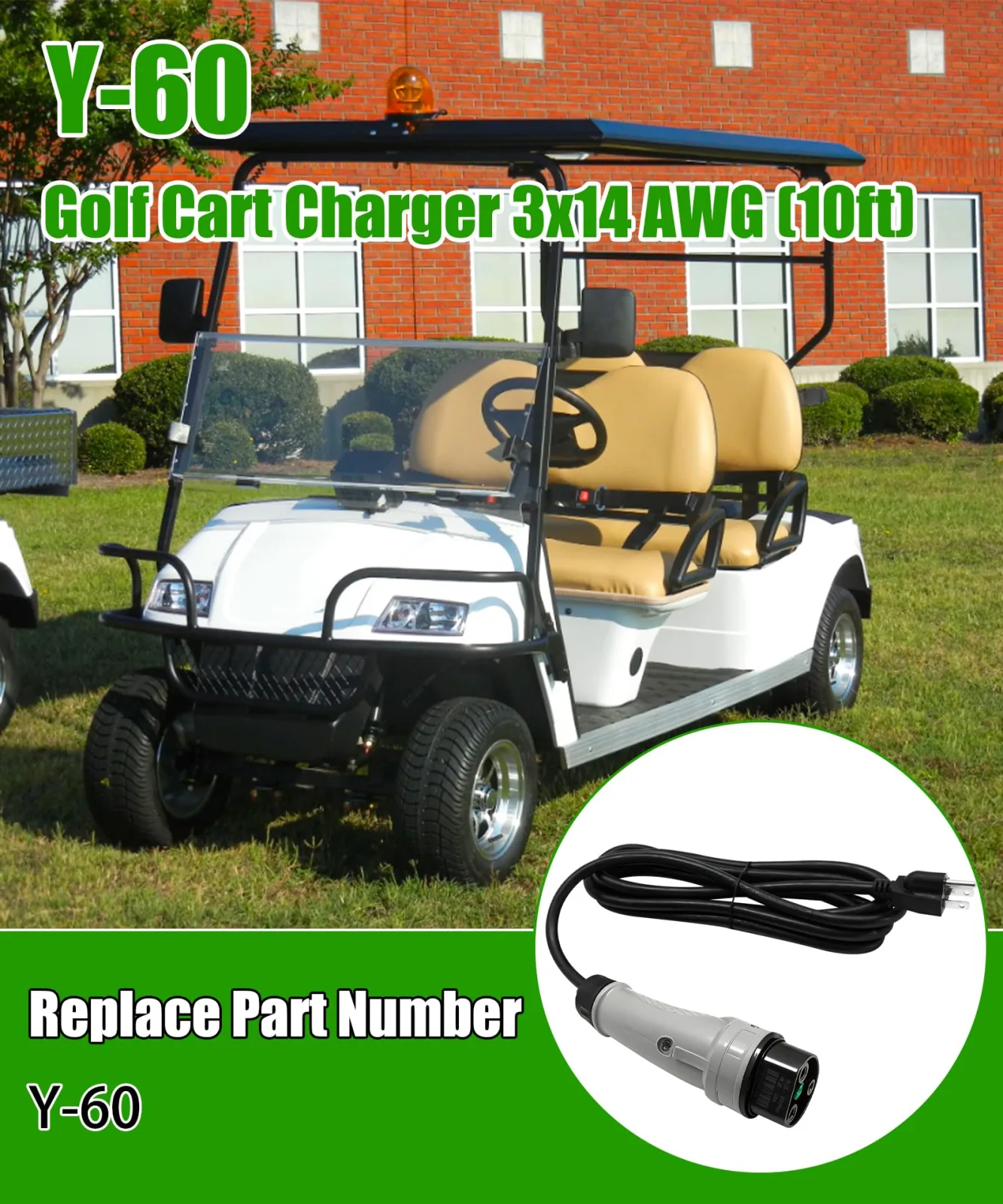 Taruimoo Y-60 Charger Cord for MadJax and Denago 48V Carts image 2