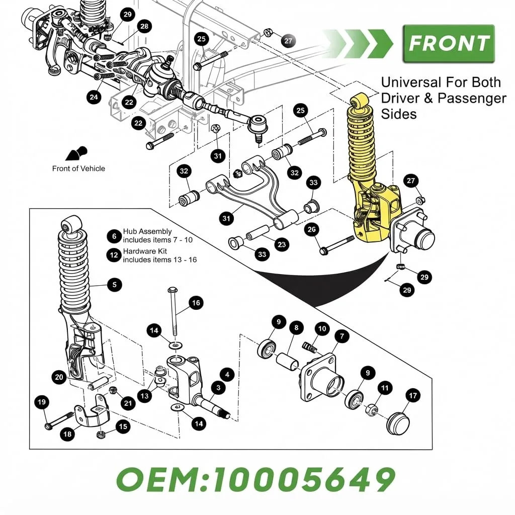 10L0L Front Shock Assembly for E-Z-GO RXV 2024+ image 4