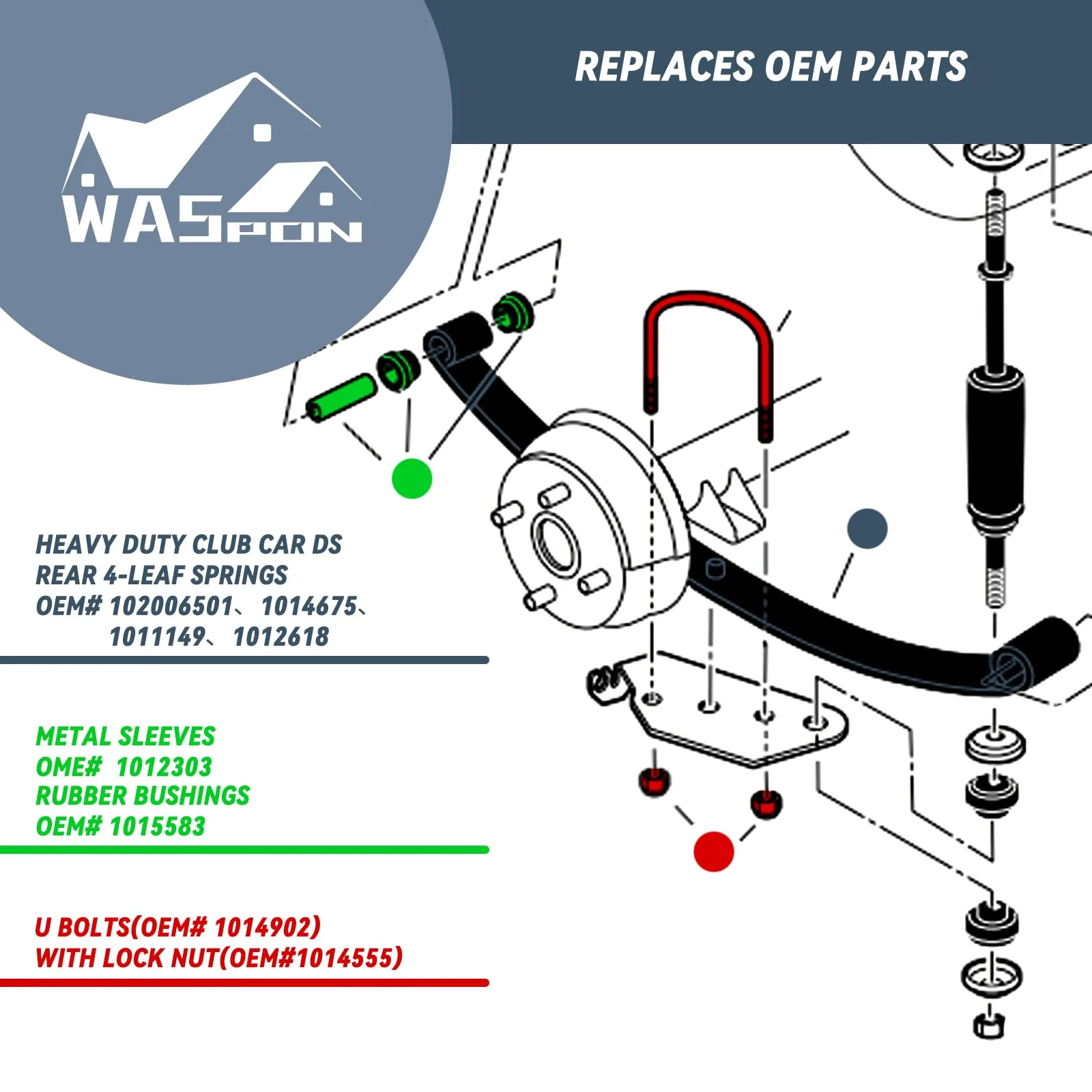 SHUNCHENXIANG Rear Leaf Spring Kit for E-Z-GO TXT & Club Car DS image 4