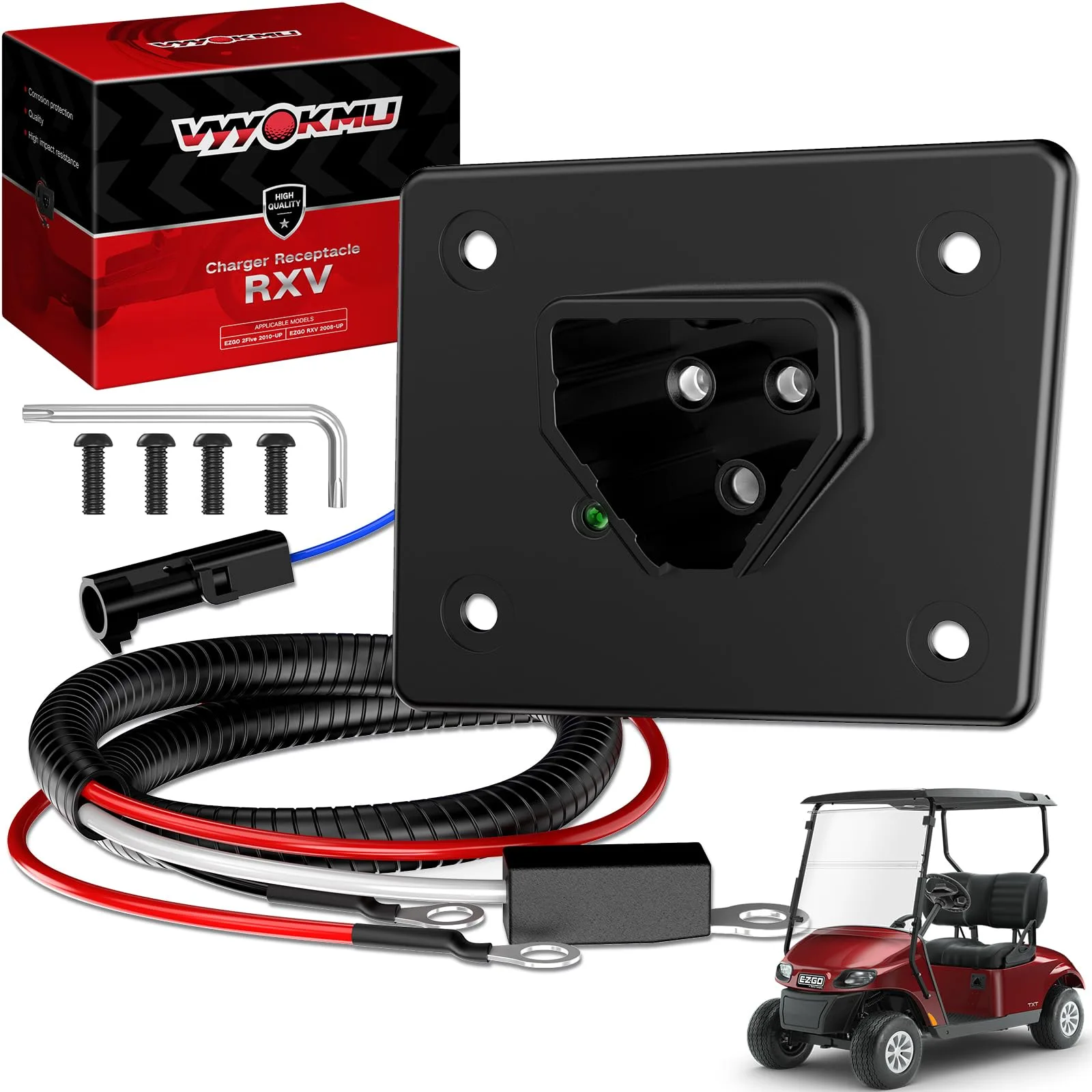 VYYOKMU 48V E-Z-GO RXV Charger Receptacle 602529