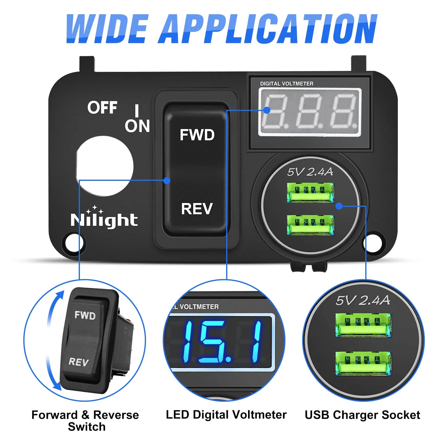Nilight 90517B E-Z-GO TXT PDS Console Panel image 3