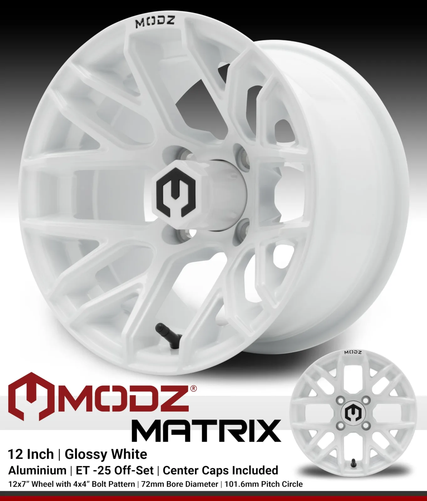 MODZ Matrix 12" White Golf Cart Wheels and Tires image 3