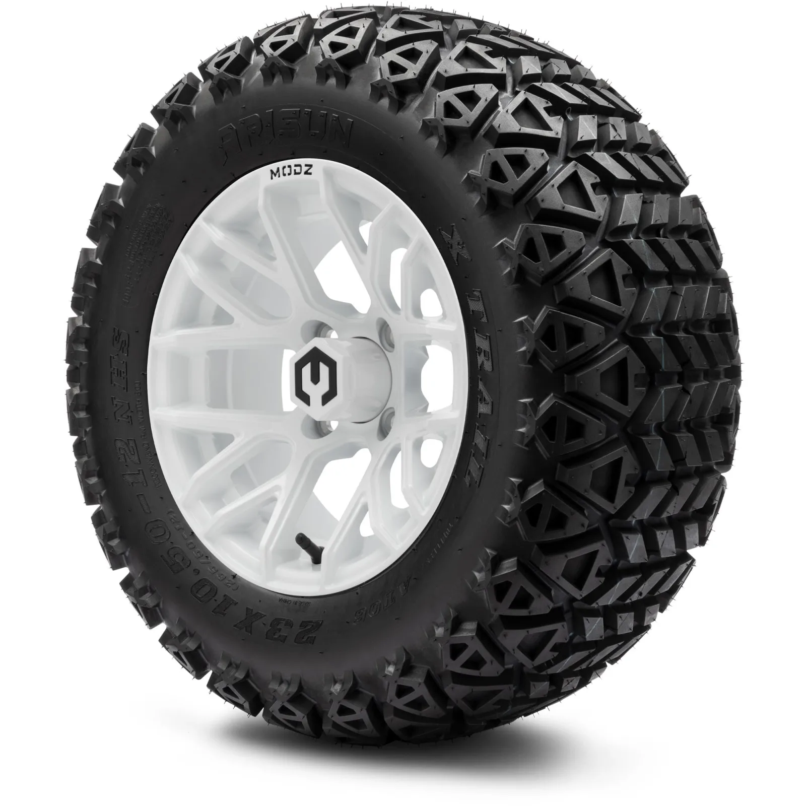 MODZ Matrix 12" White Golf Cart Wheels and Tires