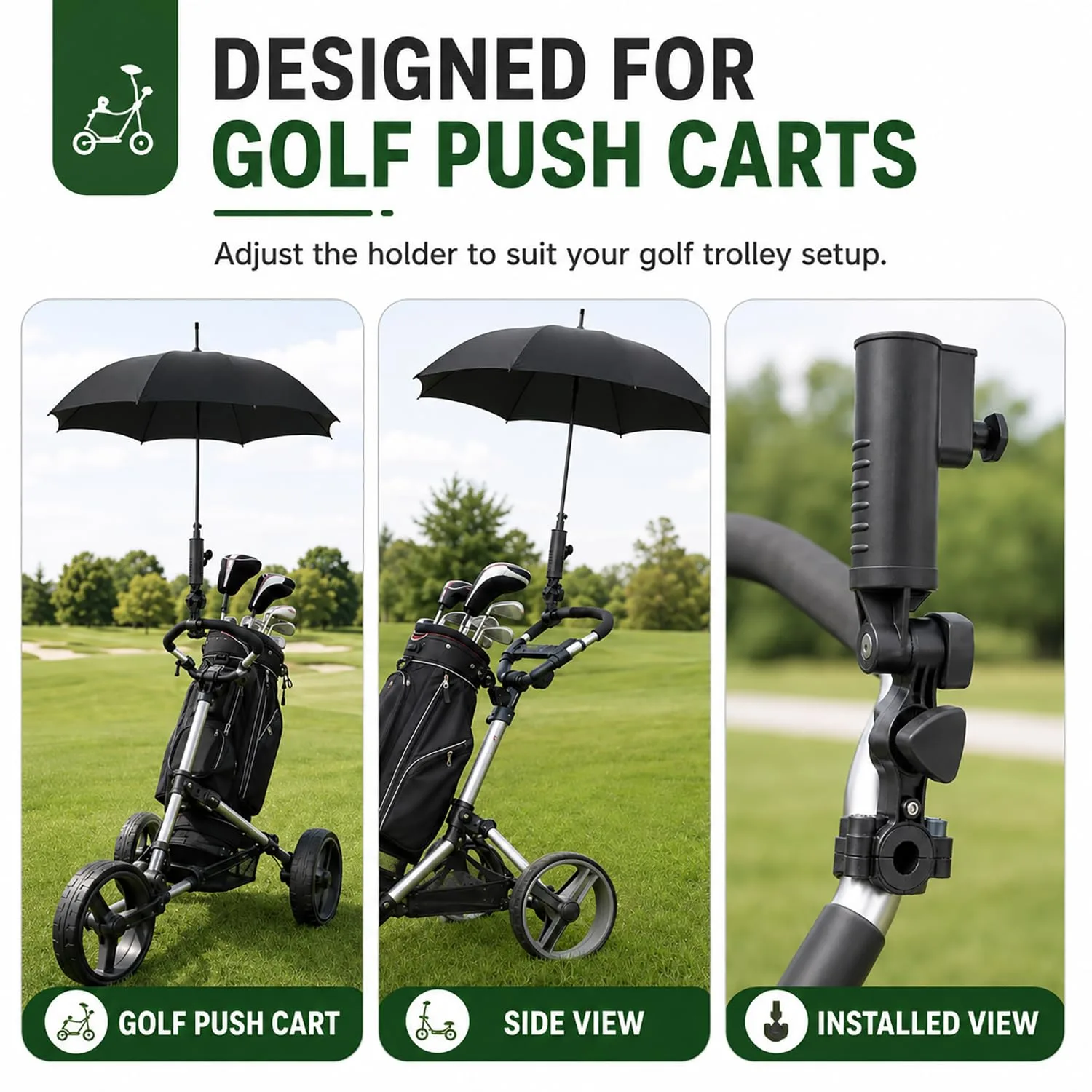 OPSNCHZ Umbrella Holder for MGI Electric Golf Caddy 2021–2026 (Clamp Mount) image 2