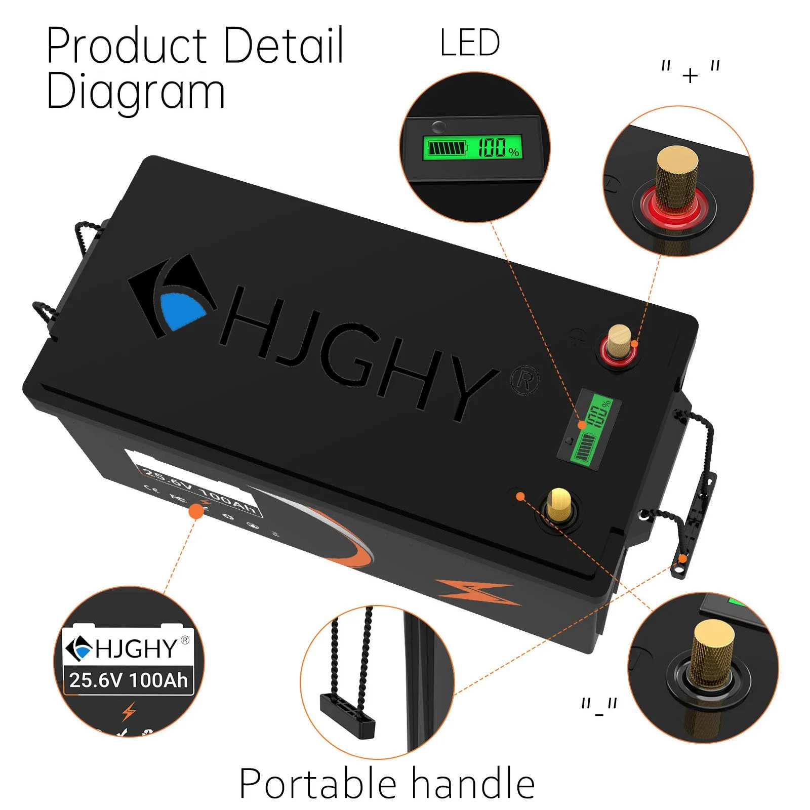 HJGHY 24V 100Ah LiFePO4 Lithium Battery 66462102 image 3