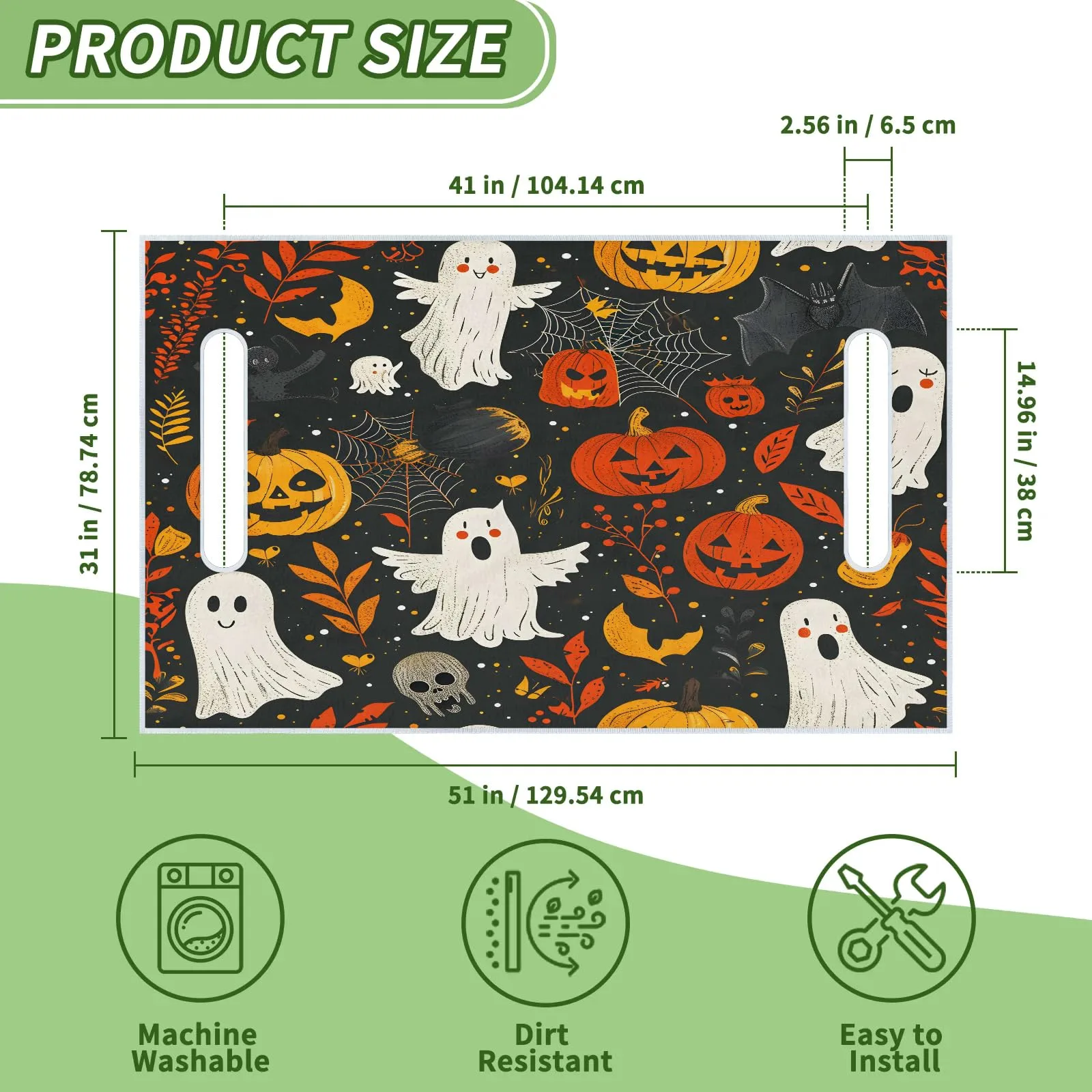 Tiveruda Halloween Ghost Bat 2-Person Golf Cart Seat Cover 51" x 31" image 2