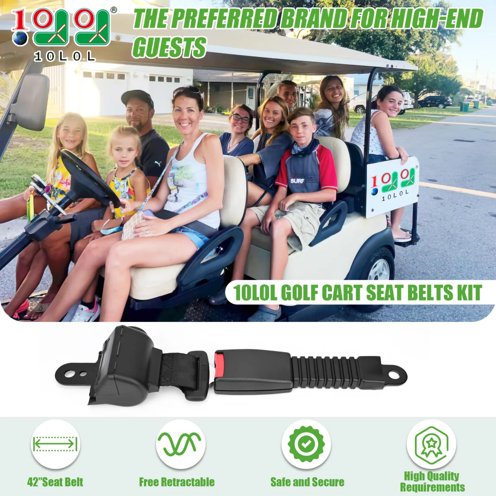 10L0L Retractable Golf Cart Seat Belt Kit image 2