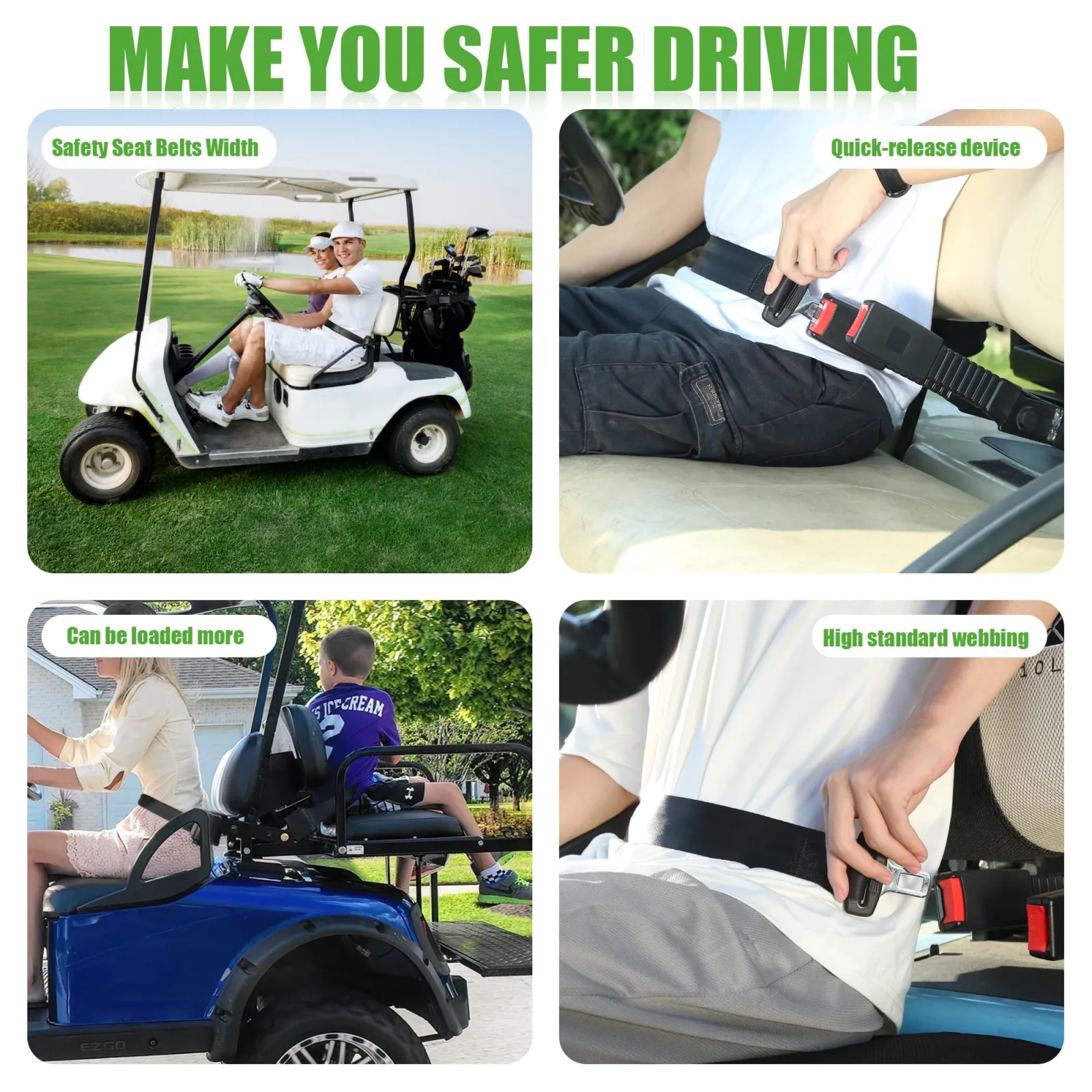 10L0L Retractable Golf Cart Seat Belt Kit image 4