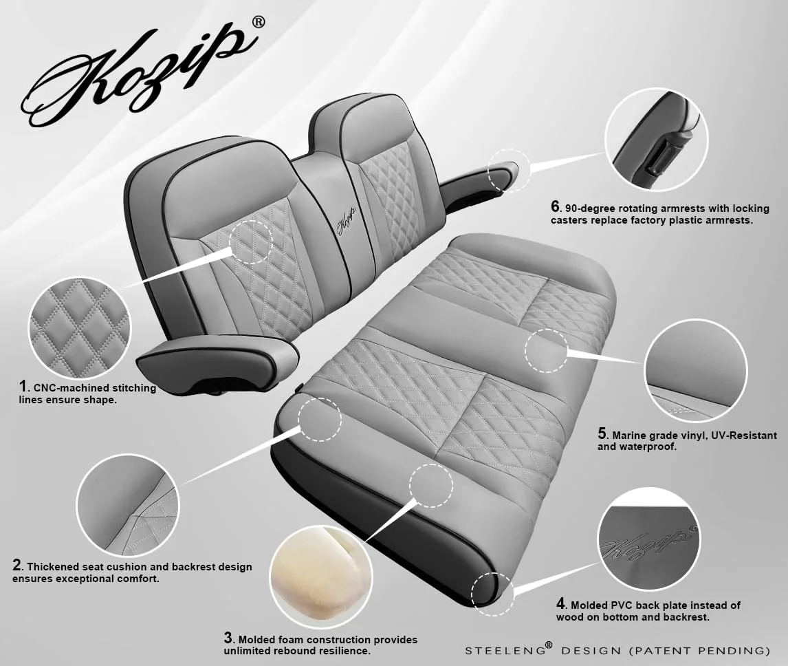 Kozip Gray Front Seat Cushions for E-Z-GO RXV/TXT image 3