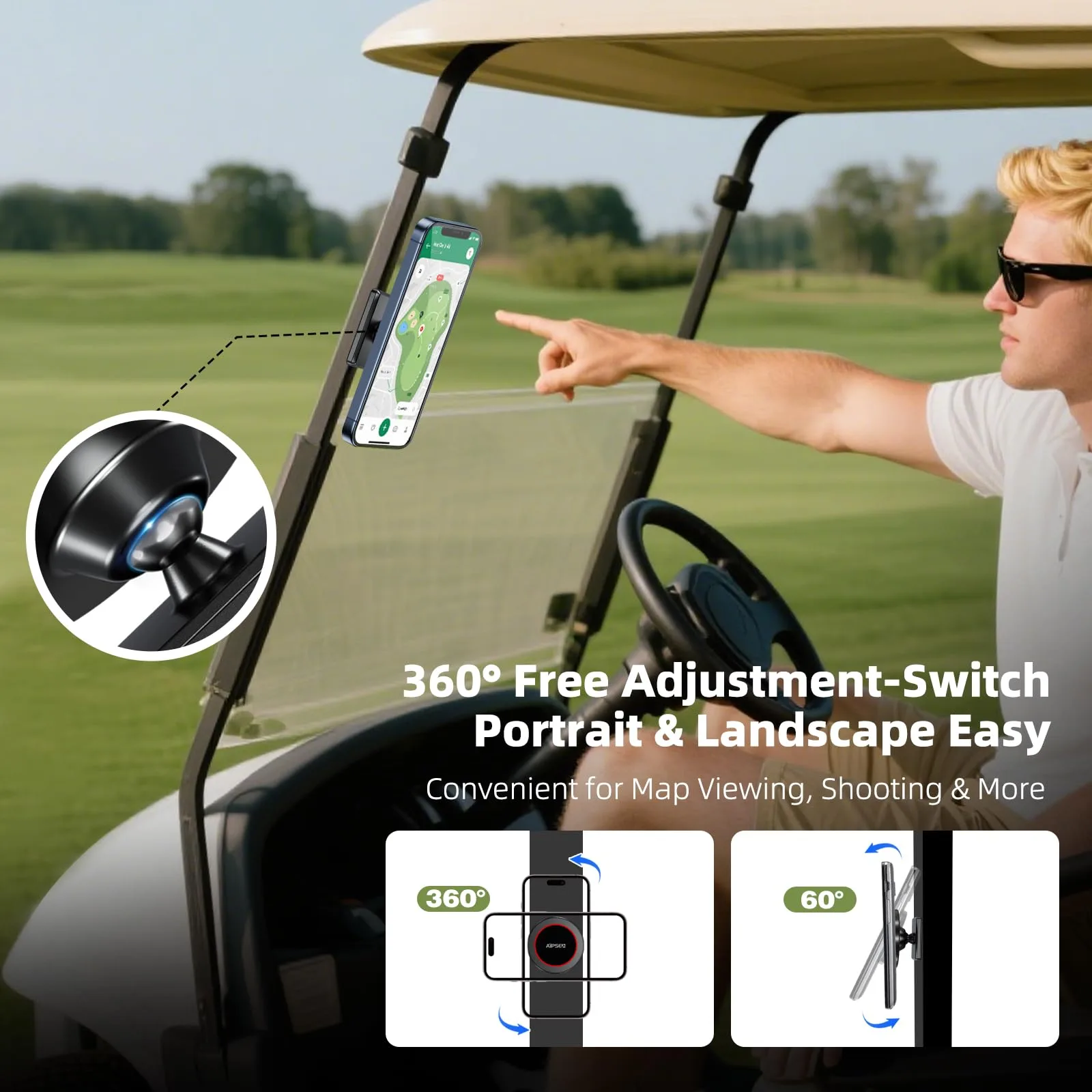 AIPSET AP0638 Magnetic Golf Cart Phone Holder image 4