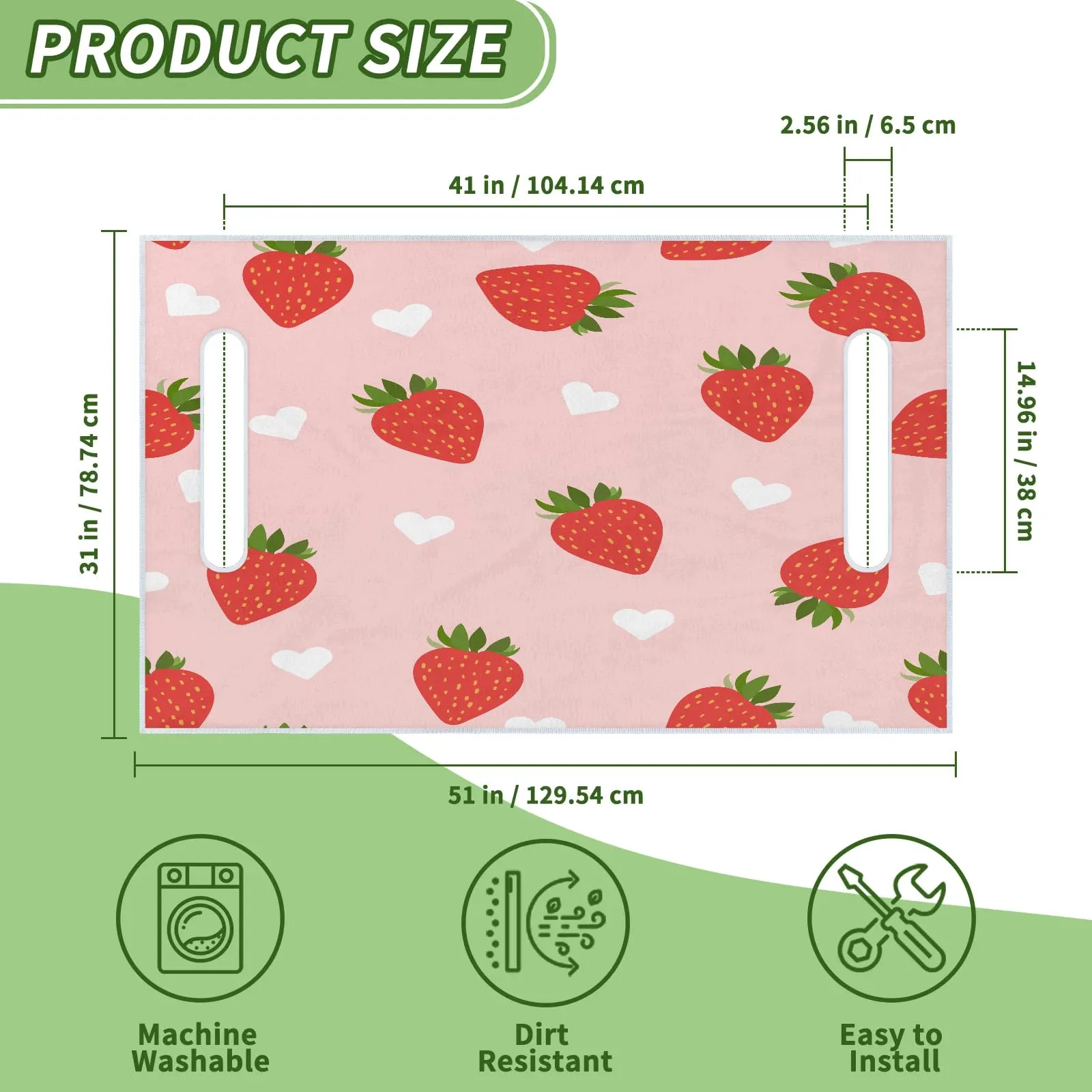 Tiveruda Strawberry Golf Cart Seat Cover, 51 x 31 in image 2