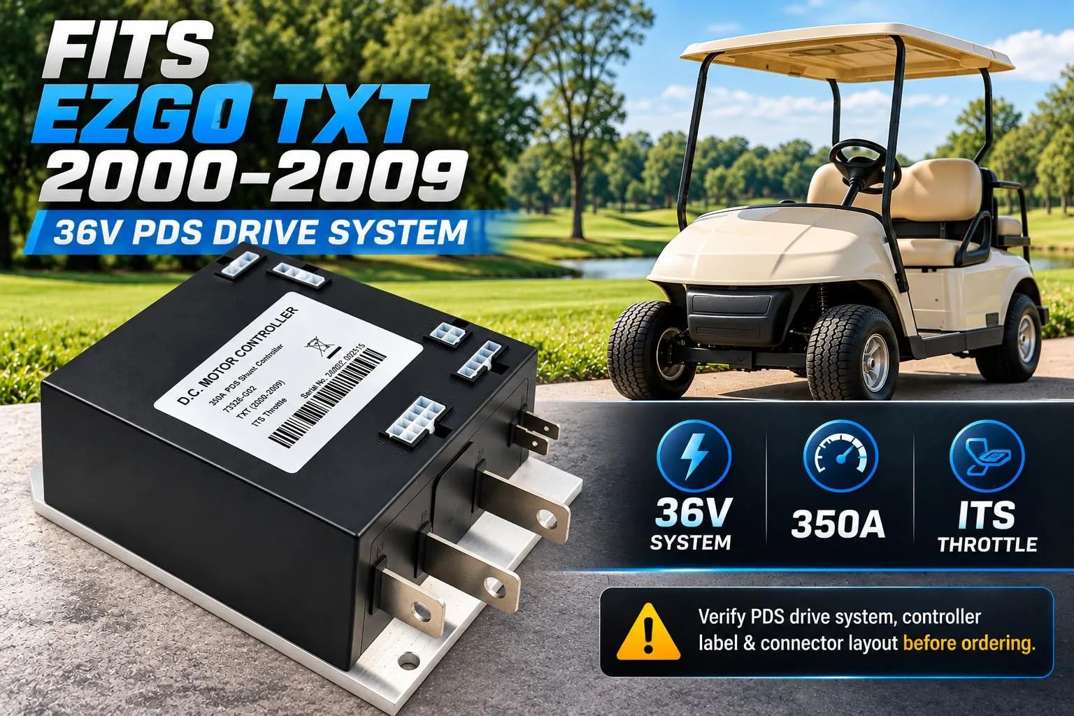 Notonmek 36V 350A Controller for E-Z-GO TXT PDS image 2