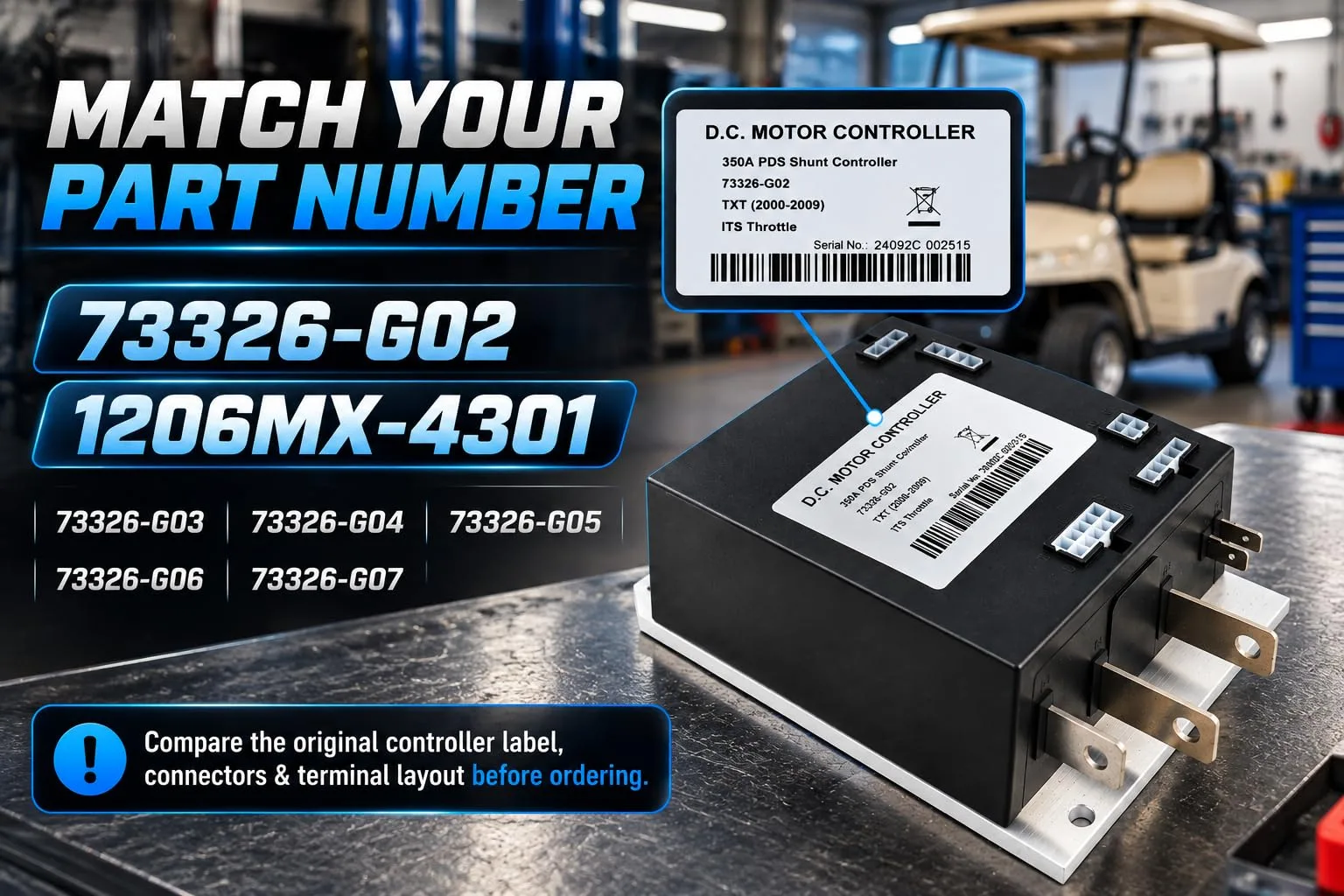 Notonmek 36V 350A Controller for E-Z-GO TXT PDS image 3