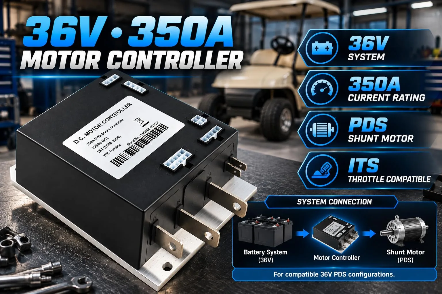 Notonmek 36V 350A Controller for E-Z-GO TXT PDS image 4