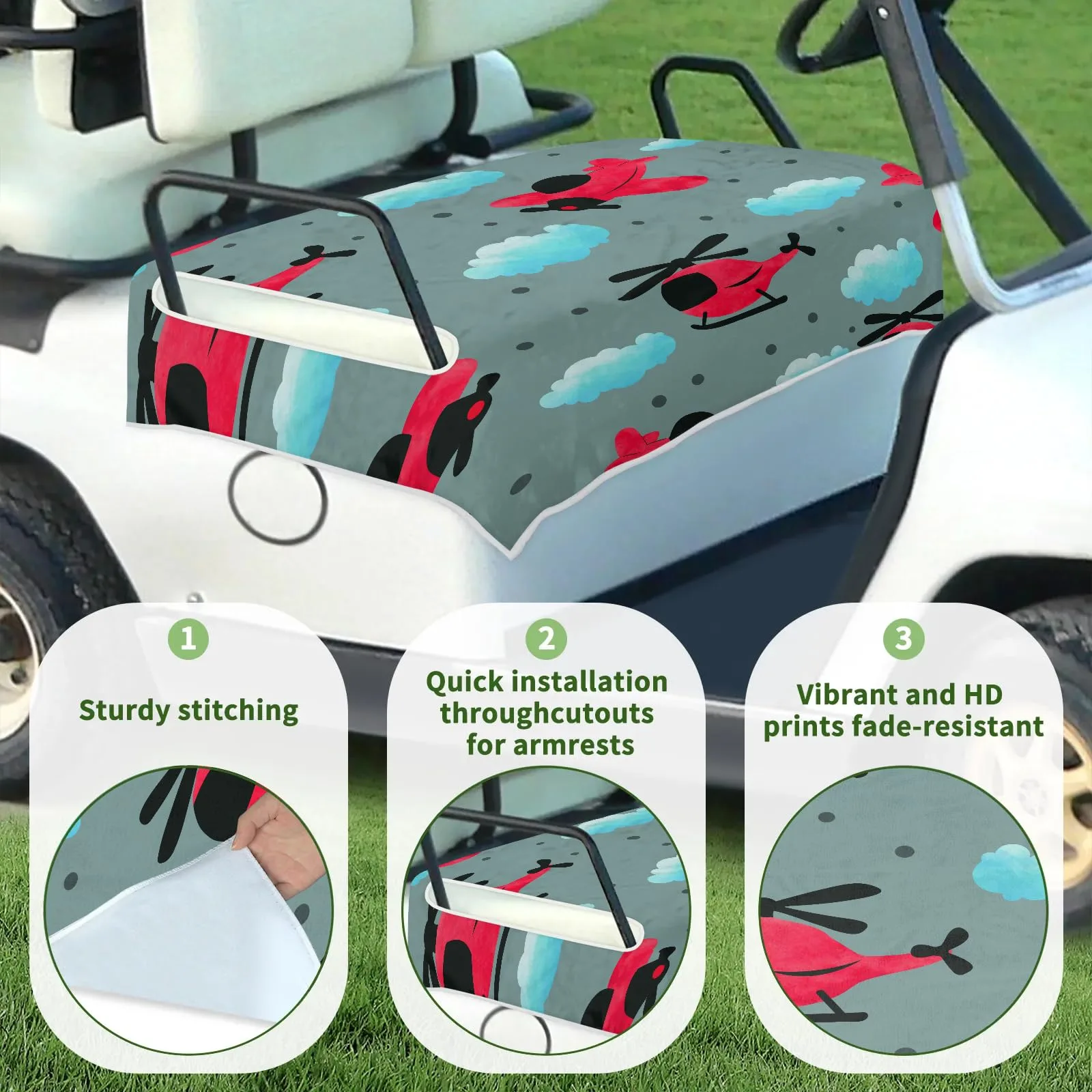 Tiveruda Golf Cart Seat Cover for Double Seats, 51 x 31 in image 3