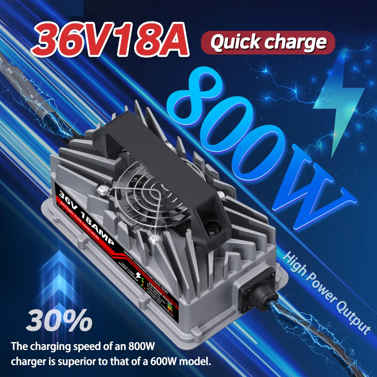 Akizbeir 36V Charger for E-Z-GO TXT, 18A D-Style Plug image 3