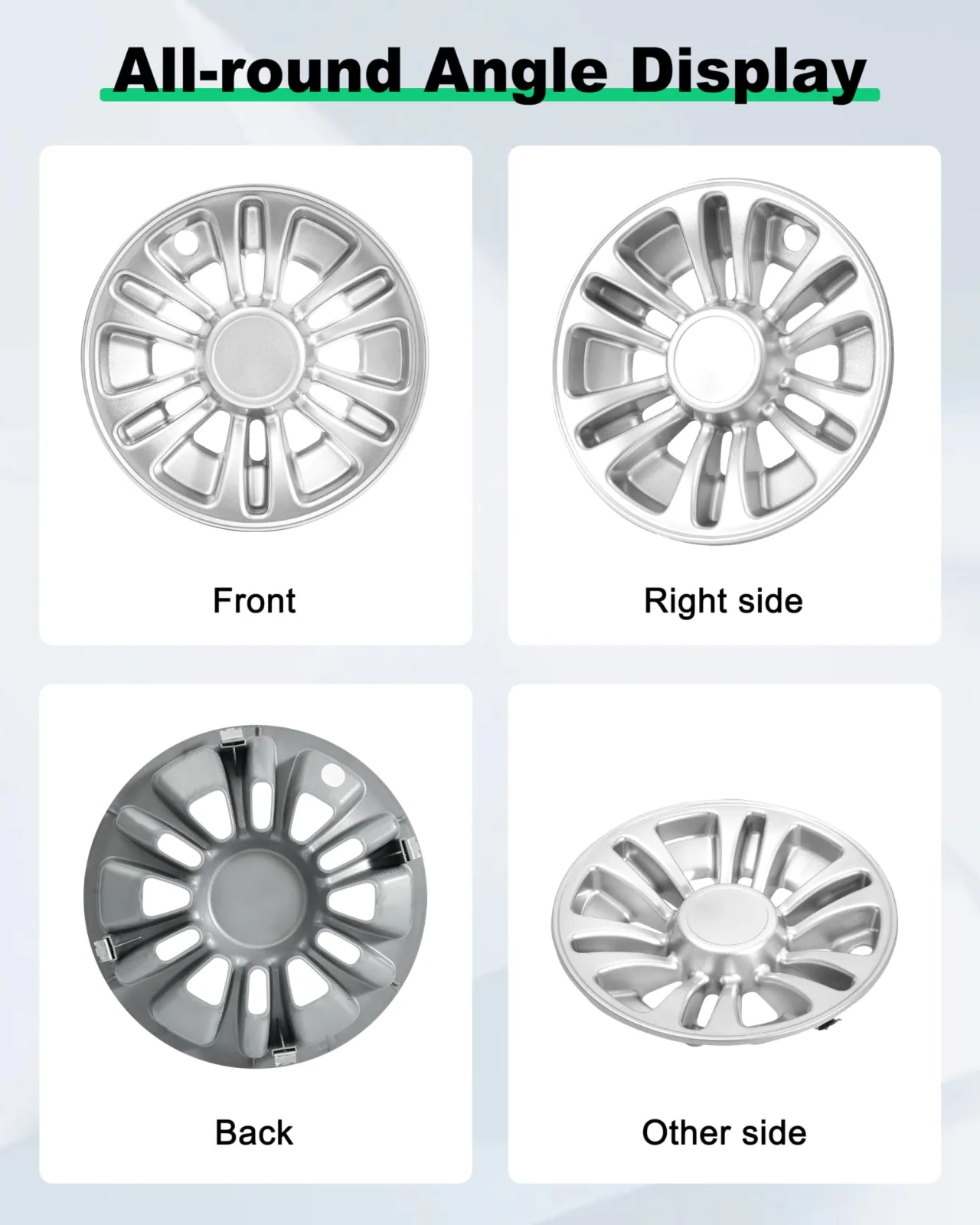 LDETXY 8-Inch Golf Cart Wheel Hub Caps, Silver, 4-Pack image 3
