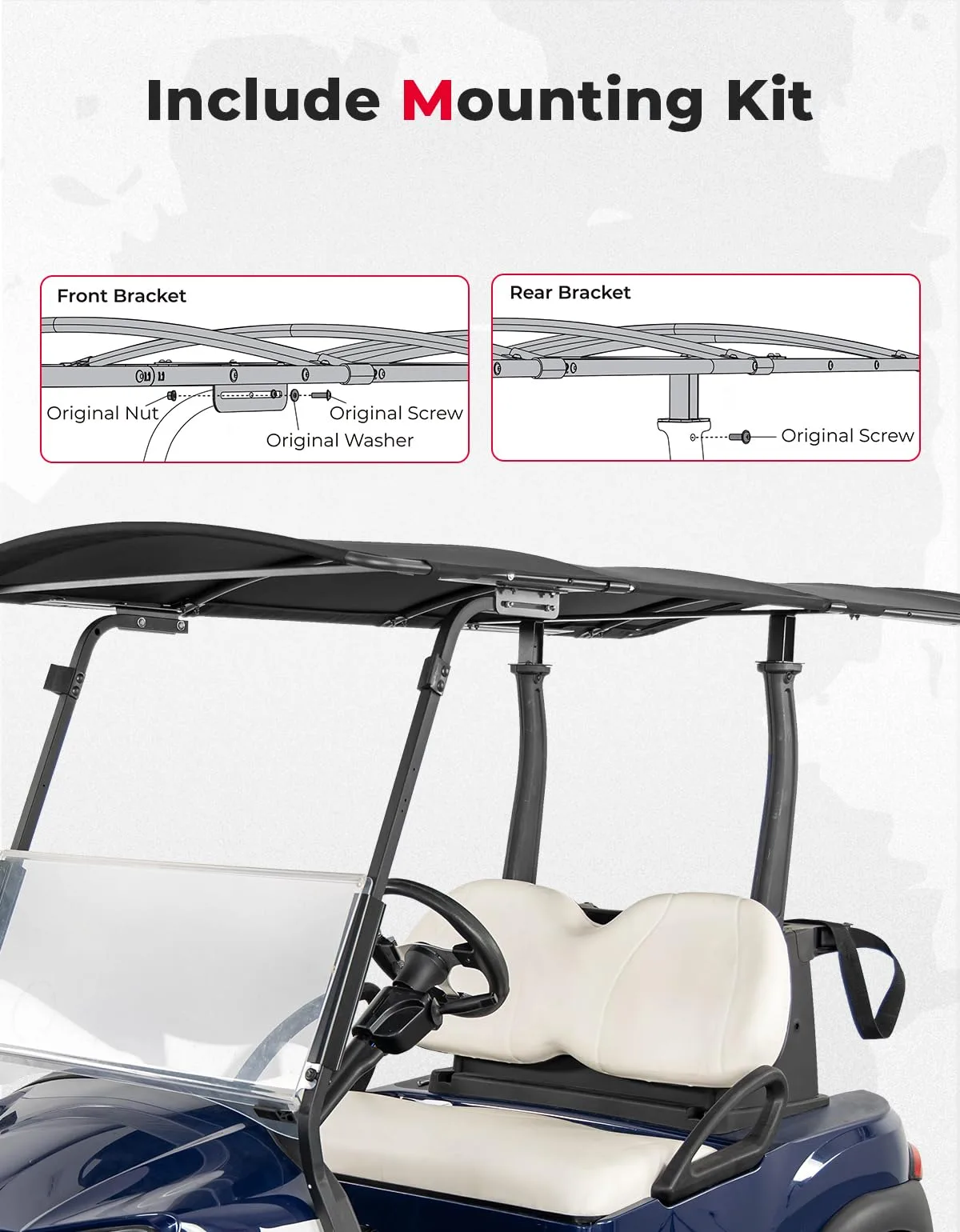 KEMIMOTO 85-Inch Golf Cart Sun Top B1406-04401BK image 2