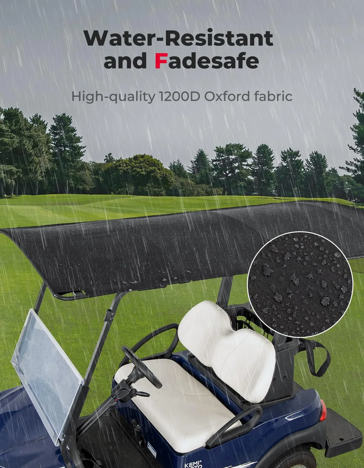 KEMIMOTO 85-Inch Golf Cart Sun Top B1406-04401BK image 3