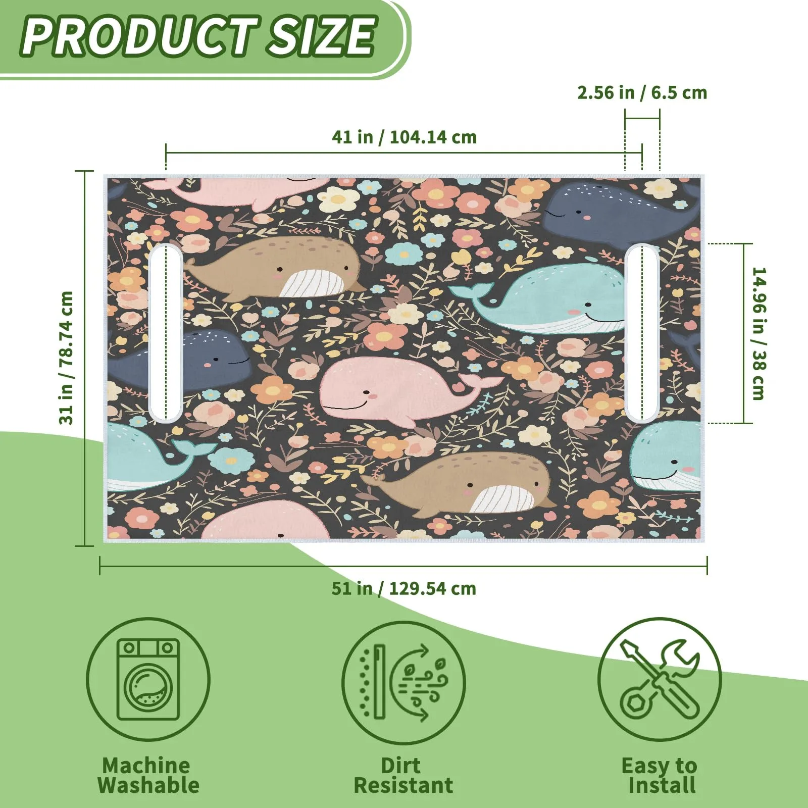 Tiveruda Kawaii Whales Flower Golf Cart Seat Cover image 2