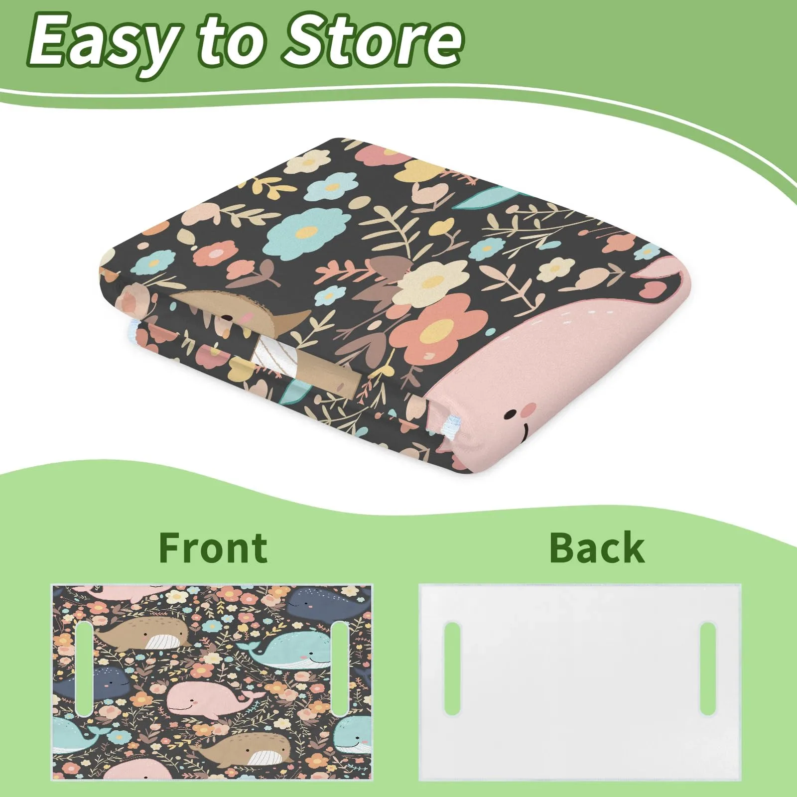 Tiveruda Kawaii Whales Flower Golf Cart Seat Cover image 4