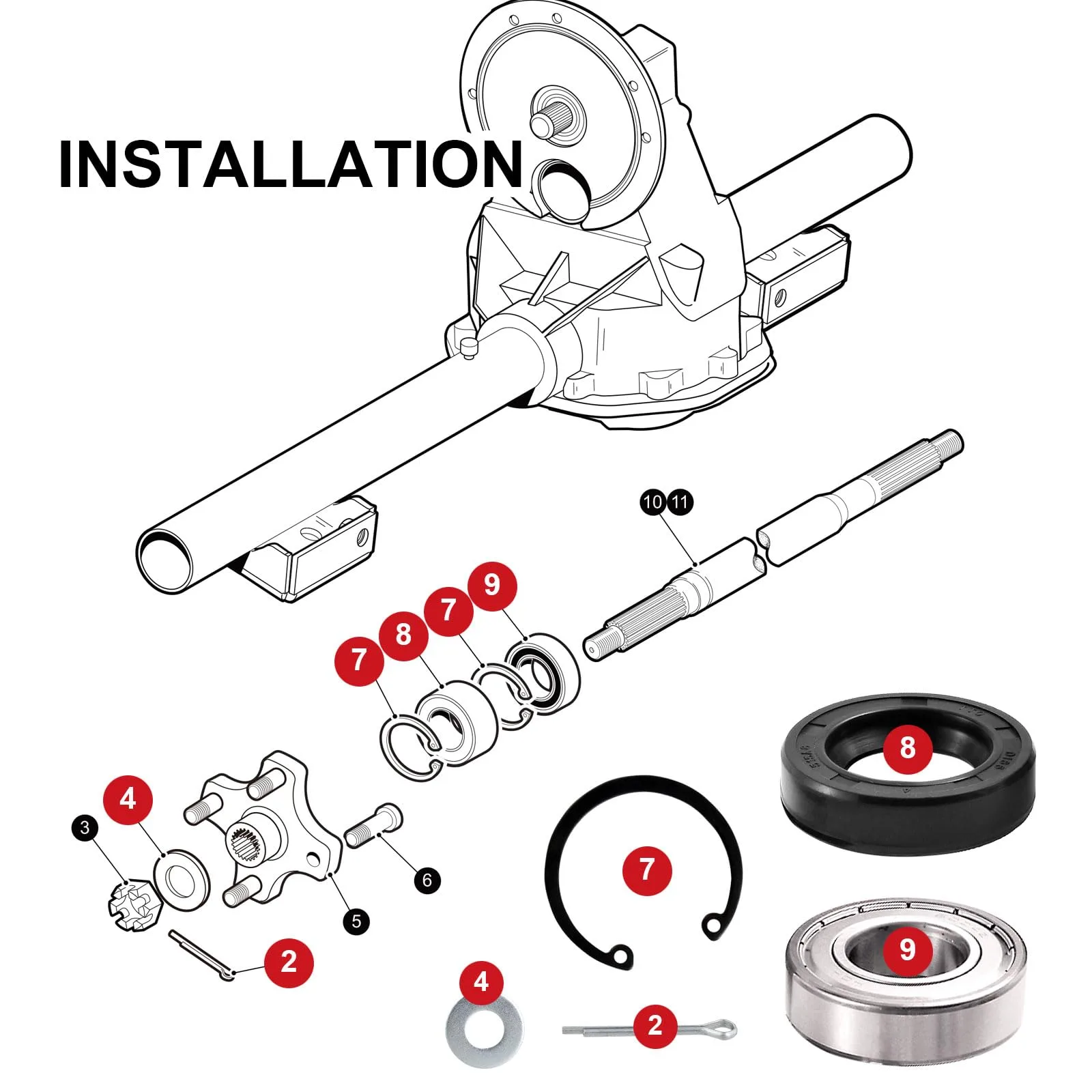 Roykaw GE-0058 Rear Axle Bearing and Seal Kit image 4