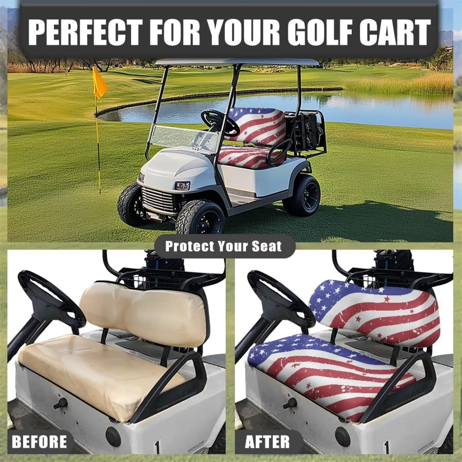 Quidrwyo American Flag Golf Cart Seat Covers image 4