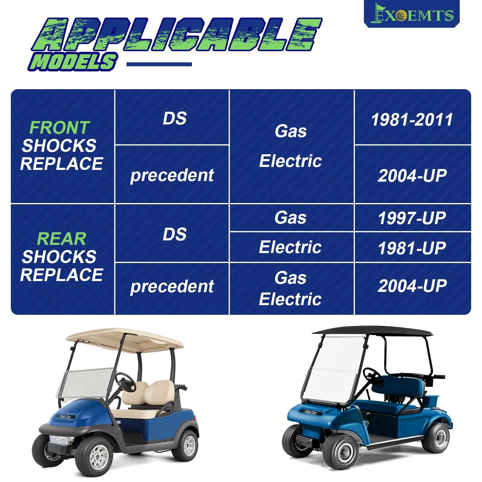 EXOEMTS Club Car DS and Precedent Shock Absorber Set image 2