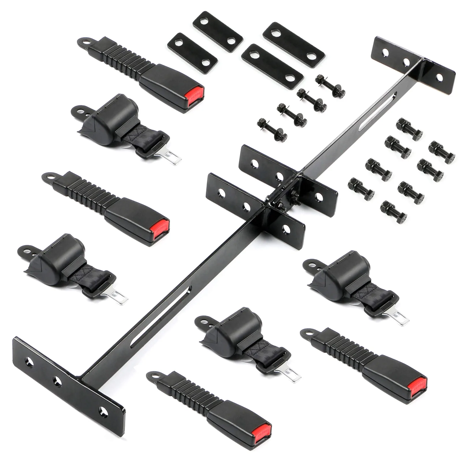 NOKINS 4-Set Retractable Golf Cart Seat Belt Kit with Brackets