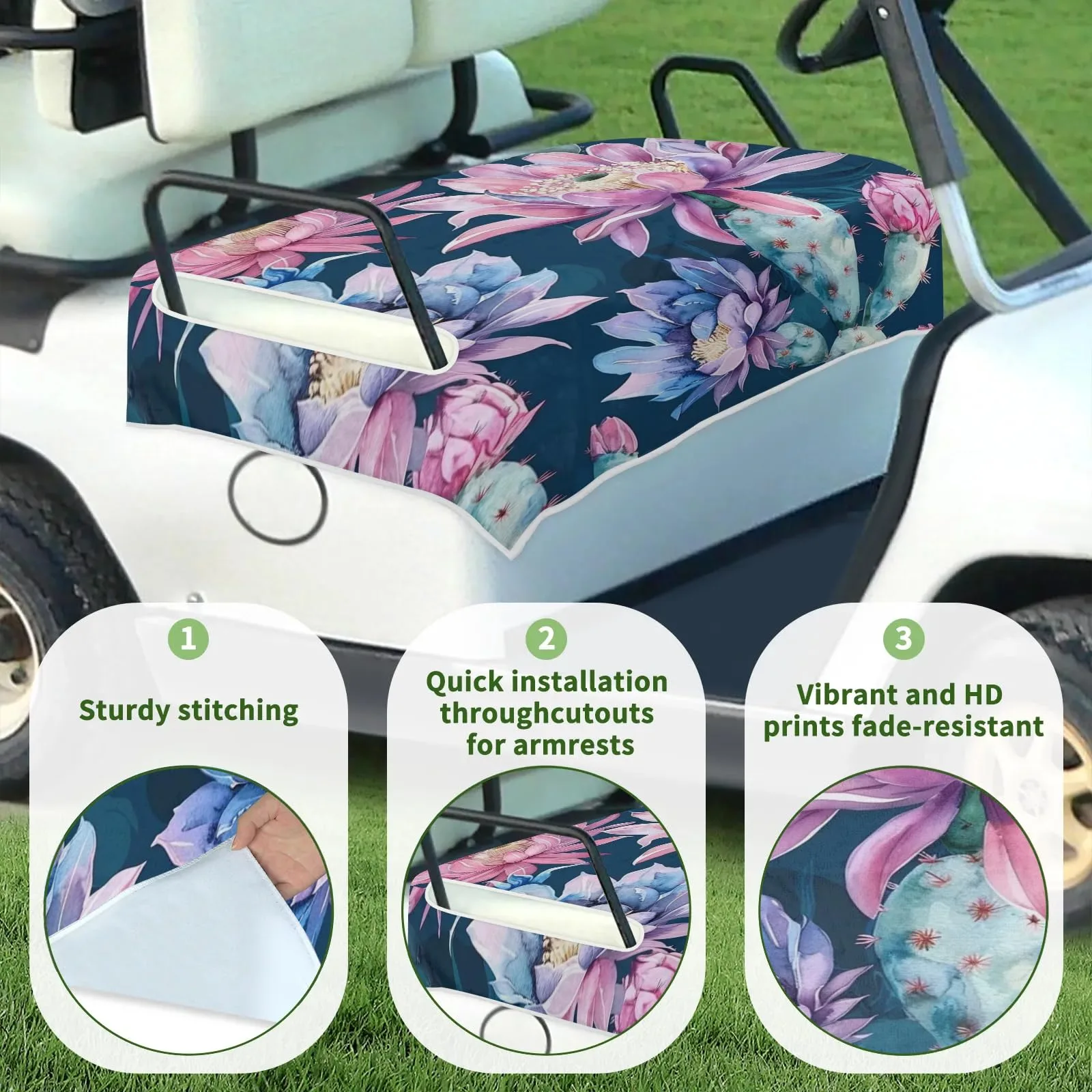 Tiveruda Tropical Cactus 51" x 31" Universal Golf Cart Seat Cover image 3