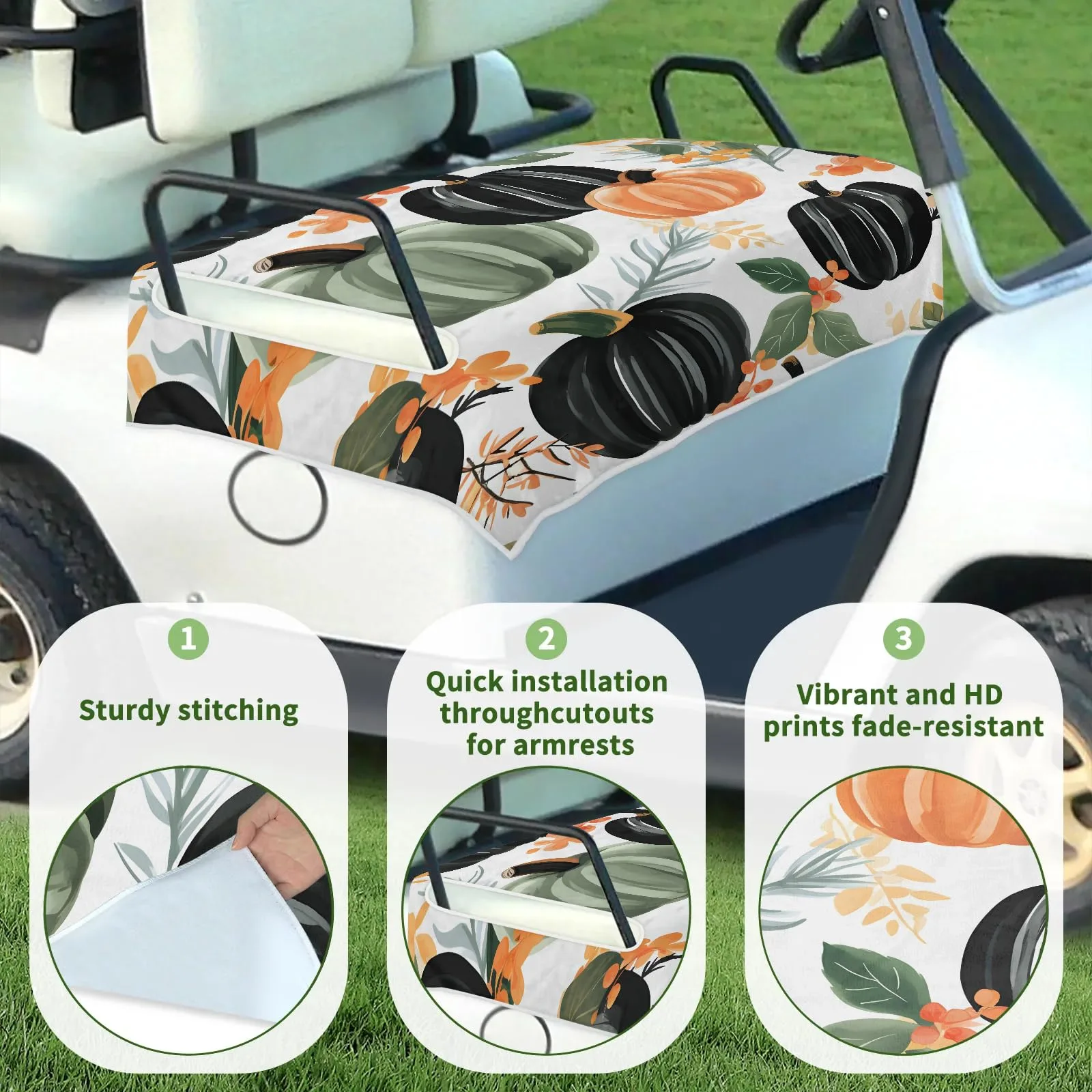 Tiveruda Pumpkin Halloween Golf Cart Seat Cover image 3