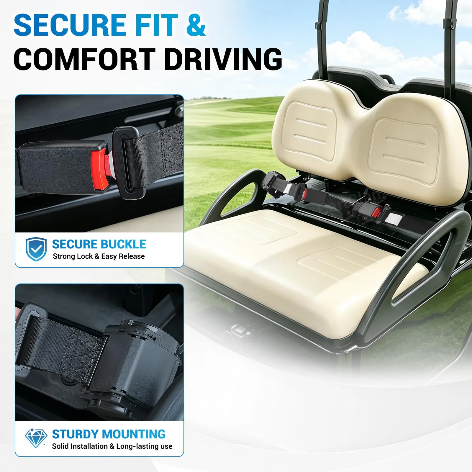 CartClan CT-0190 Retractable Golf Cart Seat Belt Kit image 2